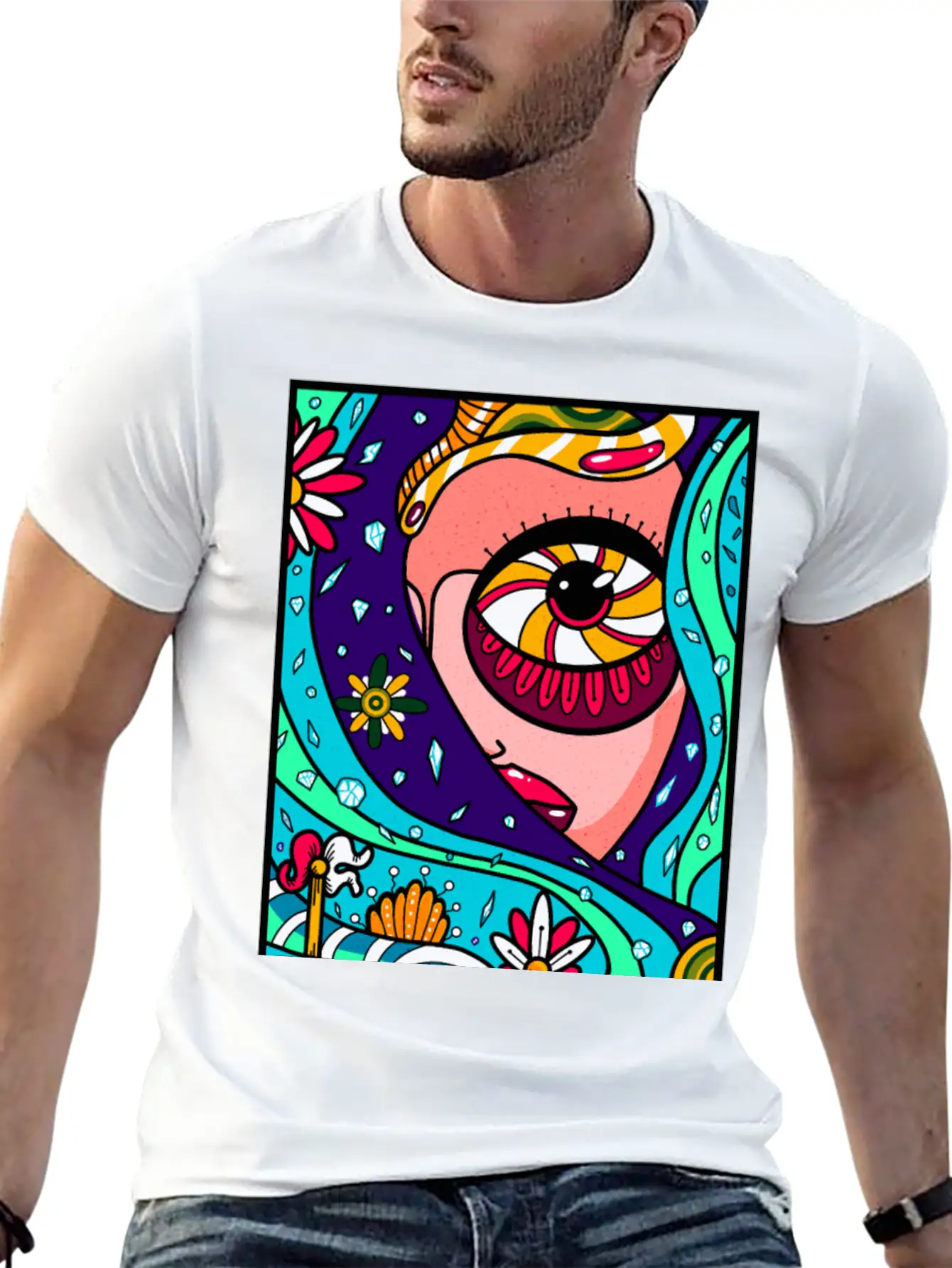 Abstract Sky Classic Cotton Tee – Unisex Comfort For Any Season