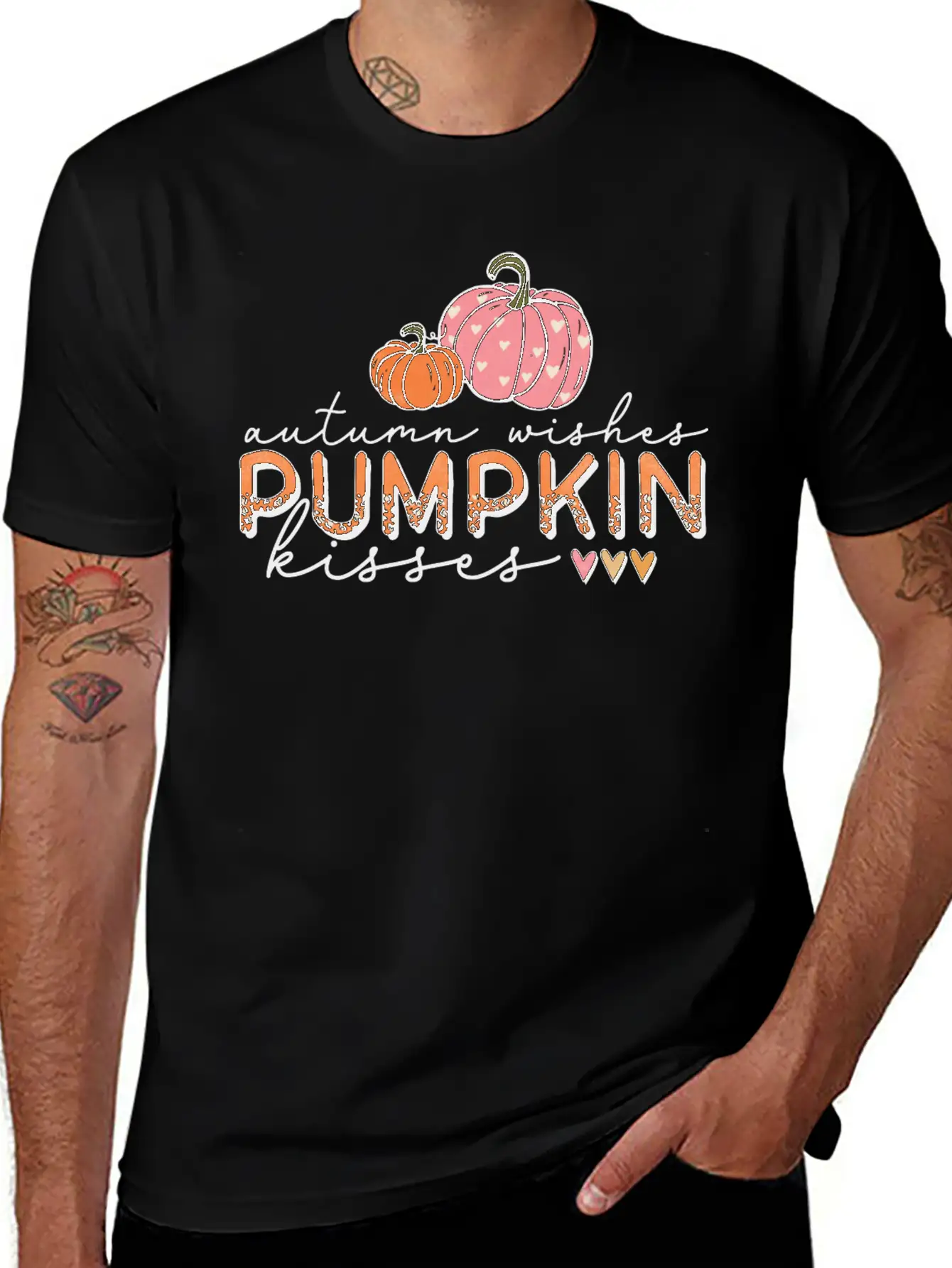Autumn Wishes Pumpkin Kisses Casual Graphic T-Shirt – Simple And Comfortable Daily Wear