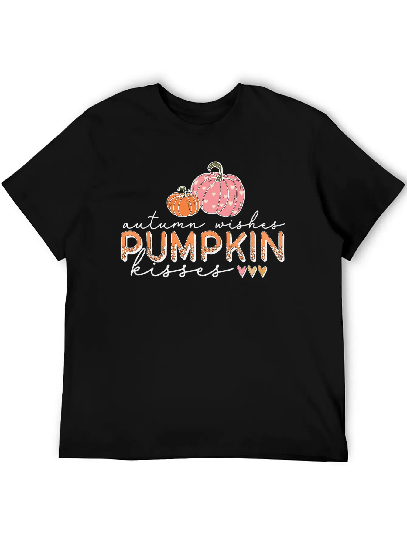 Autumn Wishes Pumpkin Kisses Casual Graphic T-Shirt – Simple And Comfortable Daily Wear