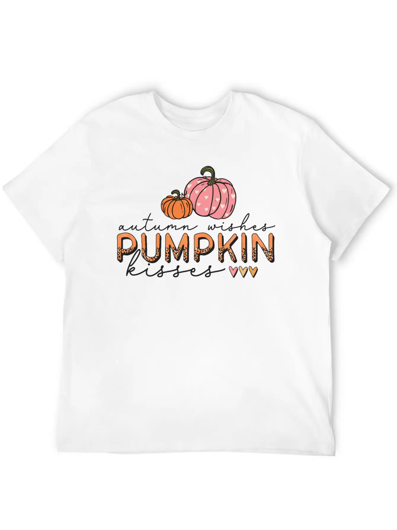 Autumn Wishes Pumpkin Kisses Casual Graphic T-Shirt – Simple And Comfortable Daily Wear