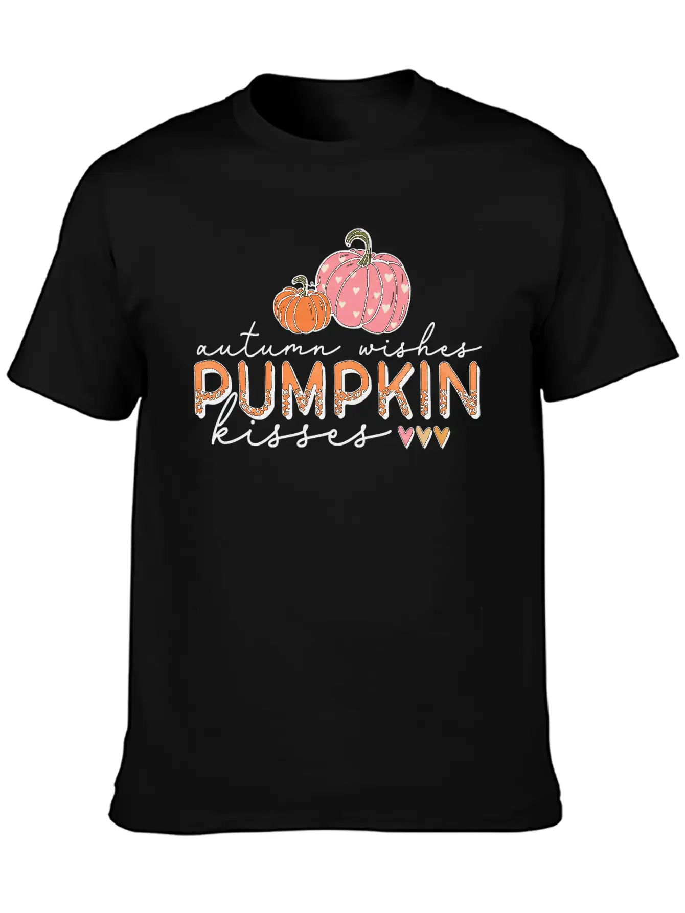 Autumn Wishes Pumpkin Kisses Casual Graphic T-Shirt – Simple And Comfortable Daily Wear
