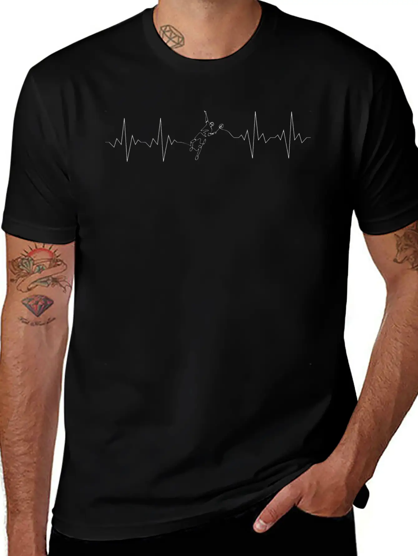 Badminton Heartbeat Classic Pulse Active Casual Graphic T-Shirt – Simple And Comfortable Daily Wear
