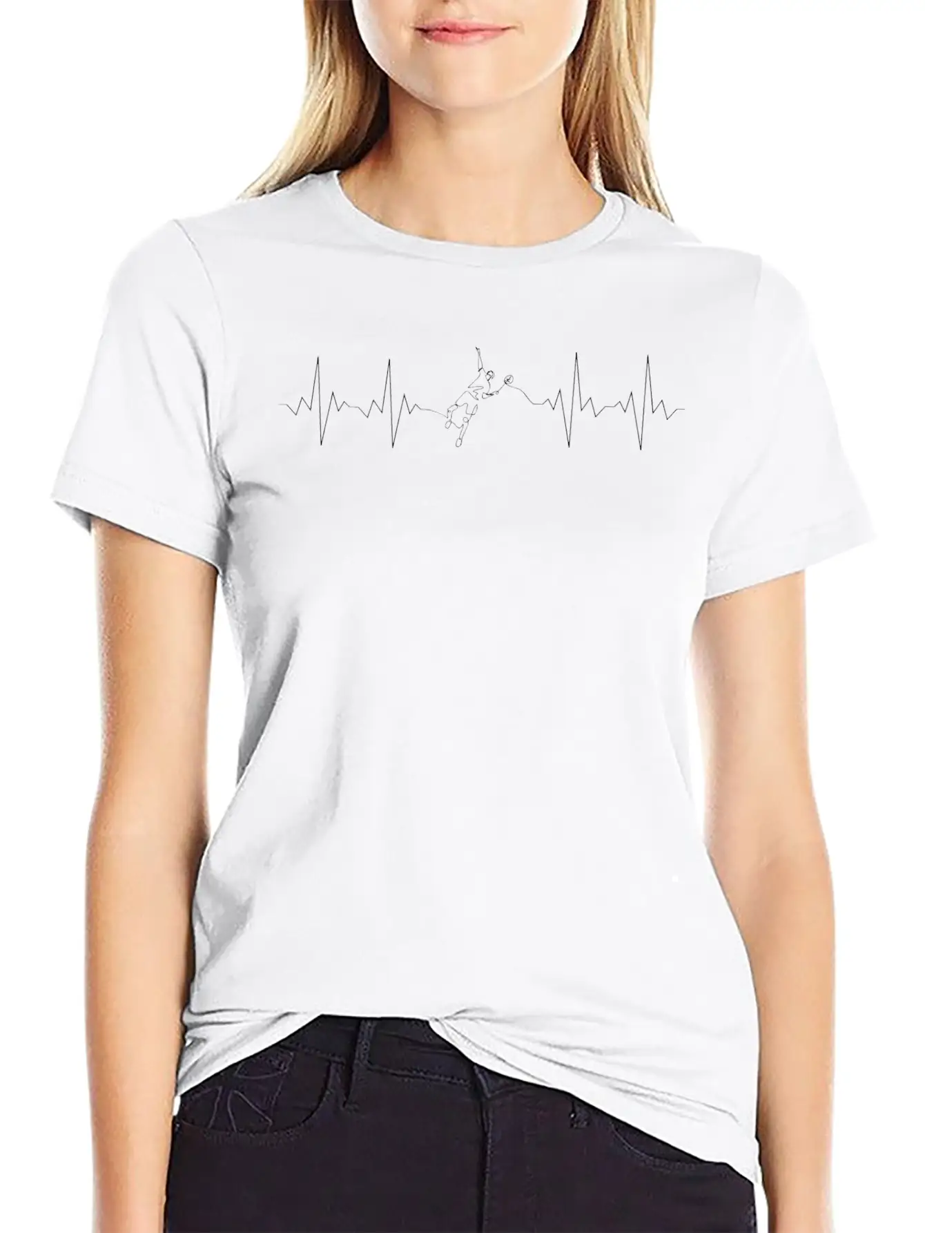 Badminton Heartbeat Classic Pulse Active Casual Graphic T-Shirt – Simple And Comfortable Daily Wear