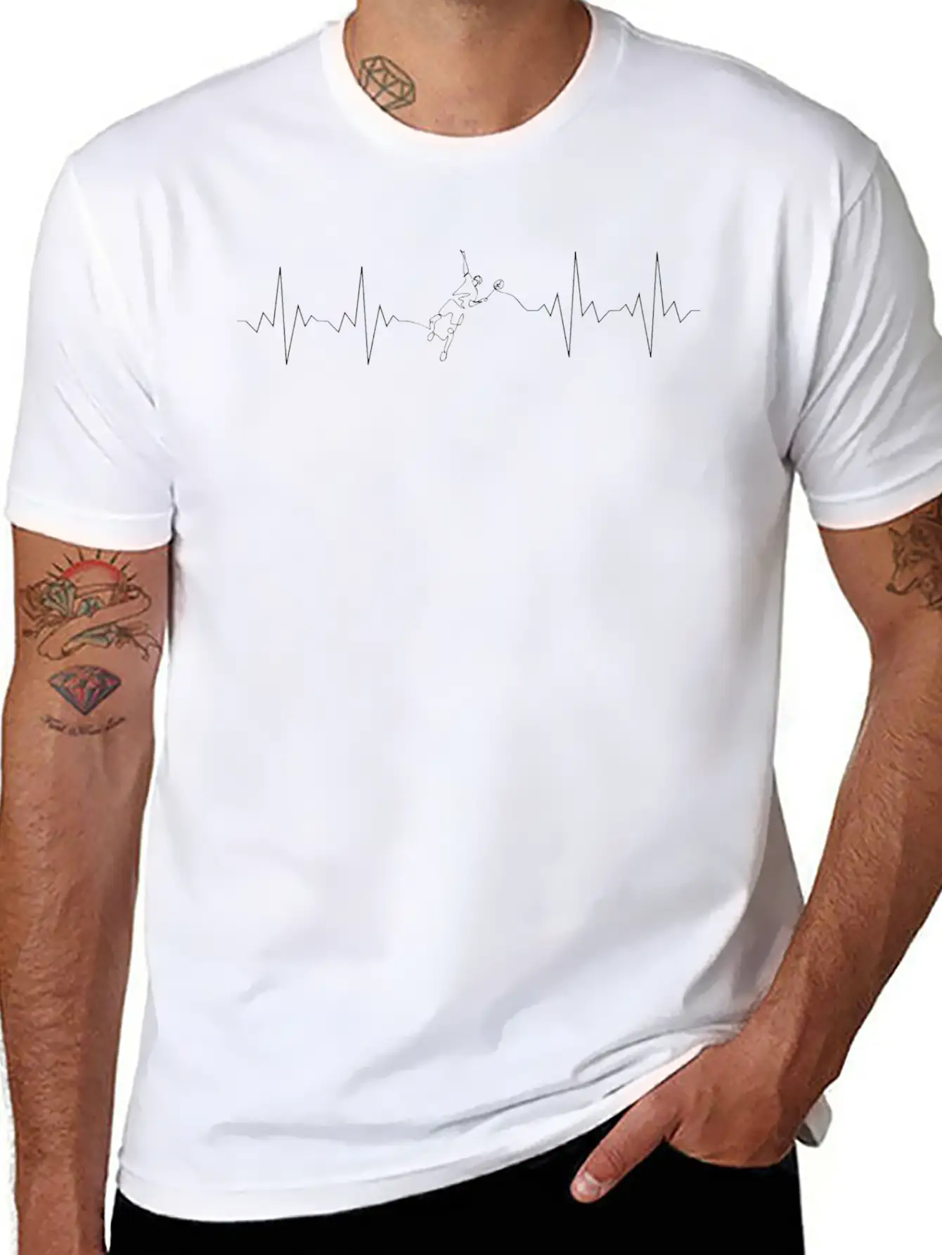 Badminton Heartbeat Classic Pulse Active Casual Graphic T-Shirt – Simple And Comfortable Daily Wear