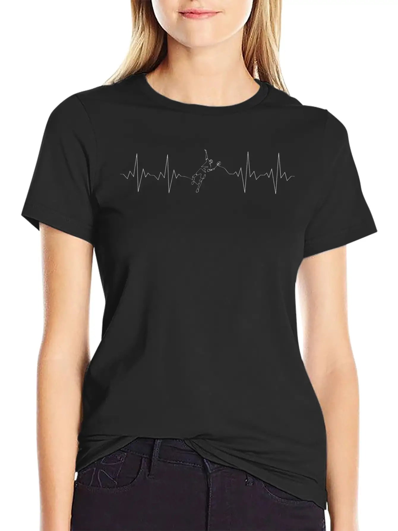 Badminton Heartbeat Classic Pulse Active Casual Graphic T-Shirt – Simple And Comfortable Daily Wear