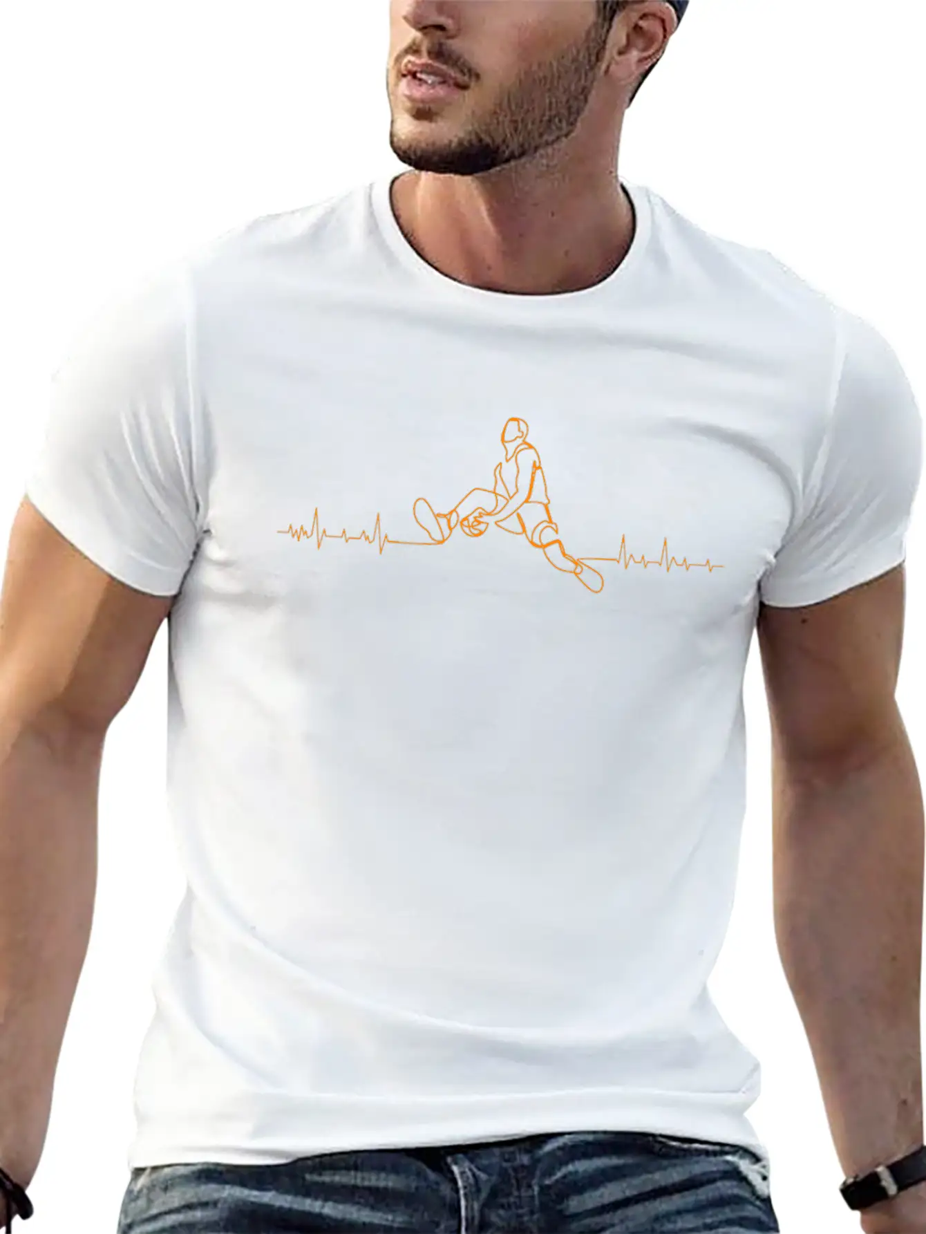 Basketball Player Heartbeat Athlete Essential Unisex Summer Tee – Soft Cotton Casual Fit