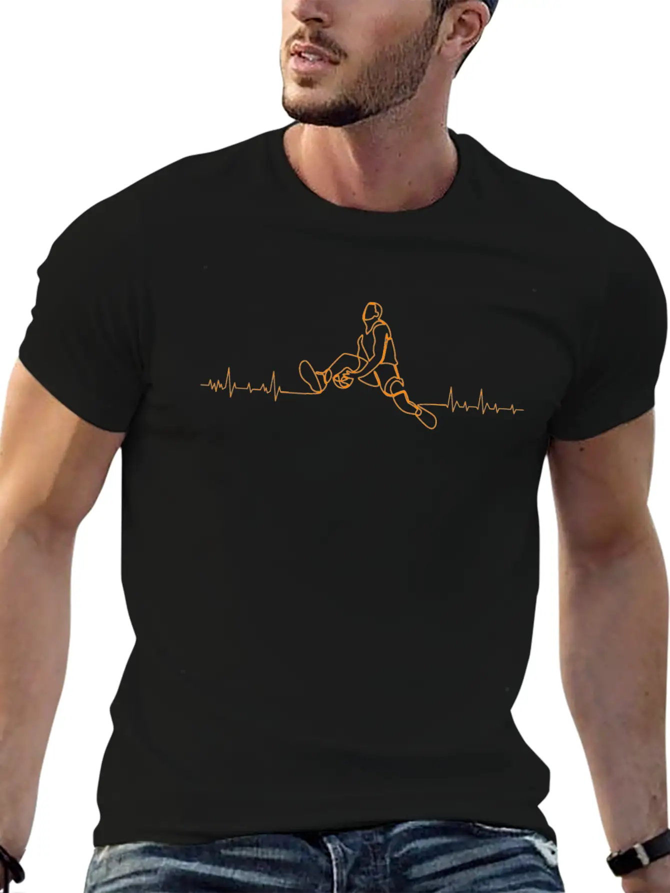 Basketball Player Heartbeat Athlete Essential Unisex Summer Tee – Soft Cotton Casual Fit