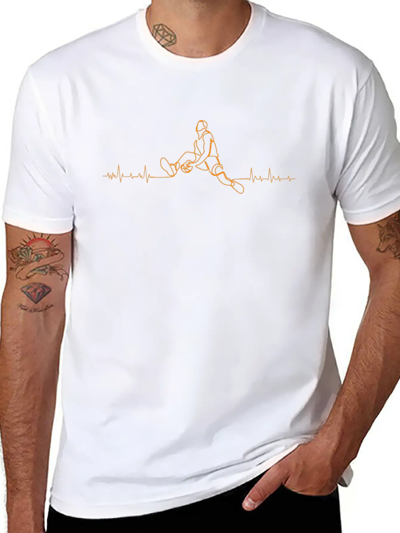 Basketball Player Heartbeat Athlete Essential Unisex Summer Tee – Soft Cotton Casual Fit