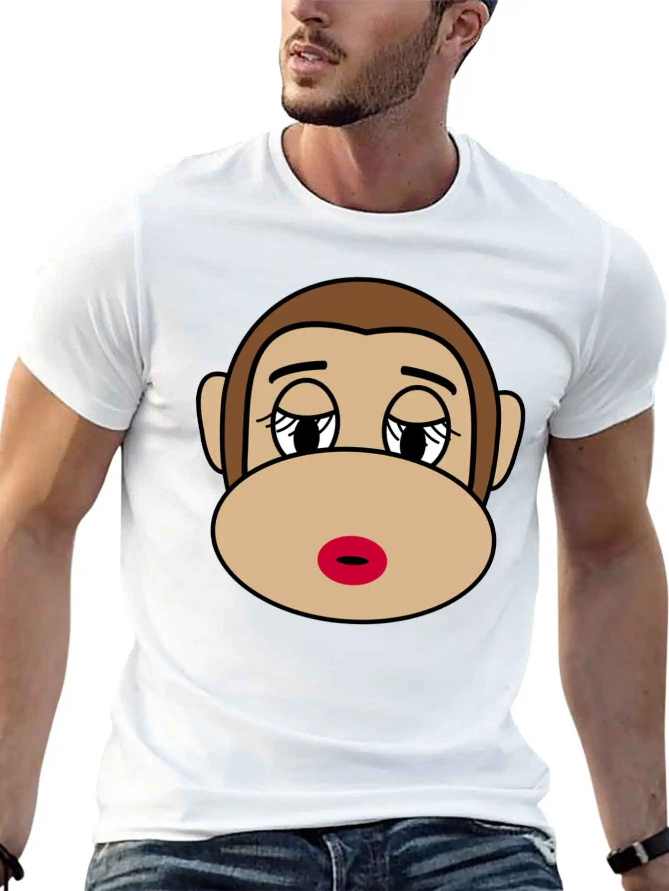 Beautiful Cosmetic Monkey Casual Graphic T-Shirt – Simple And Comfortable Daily Wear
