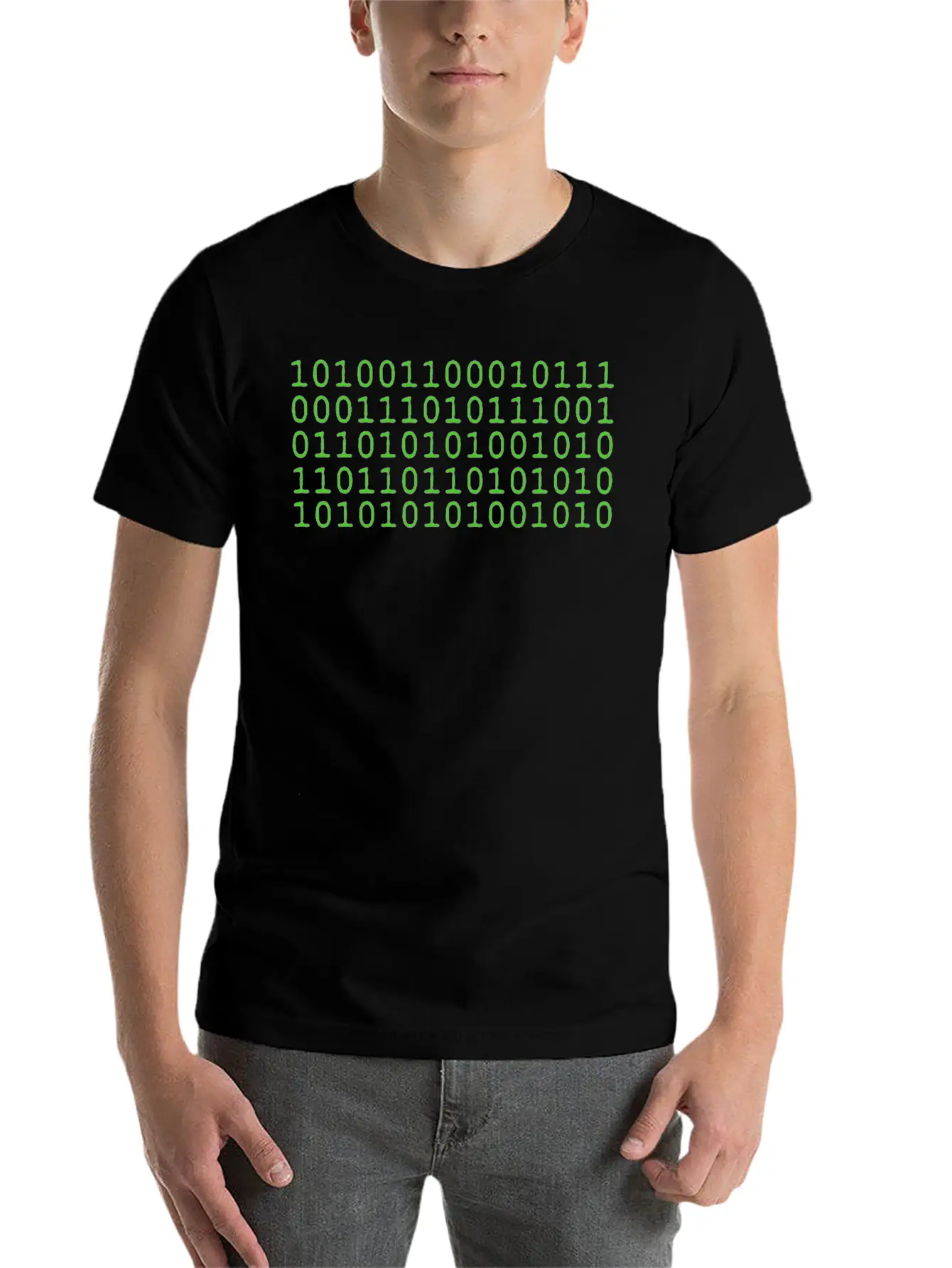 Binary Matrix Code Art - Futuristic Green Design Classic Cotton Tee – Unisex Comfort For Any Season