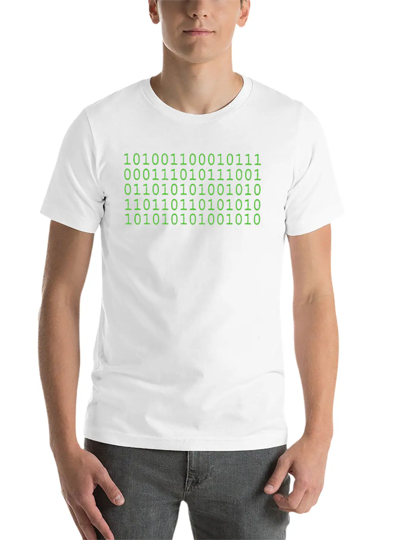 Binary Matrix Code Art - Futuristic Green Design Classic Cotton Tee – Unisex Comfort For Any Season
