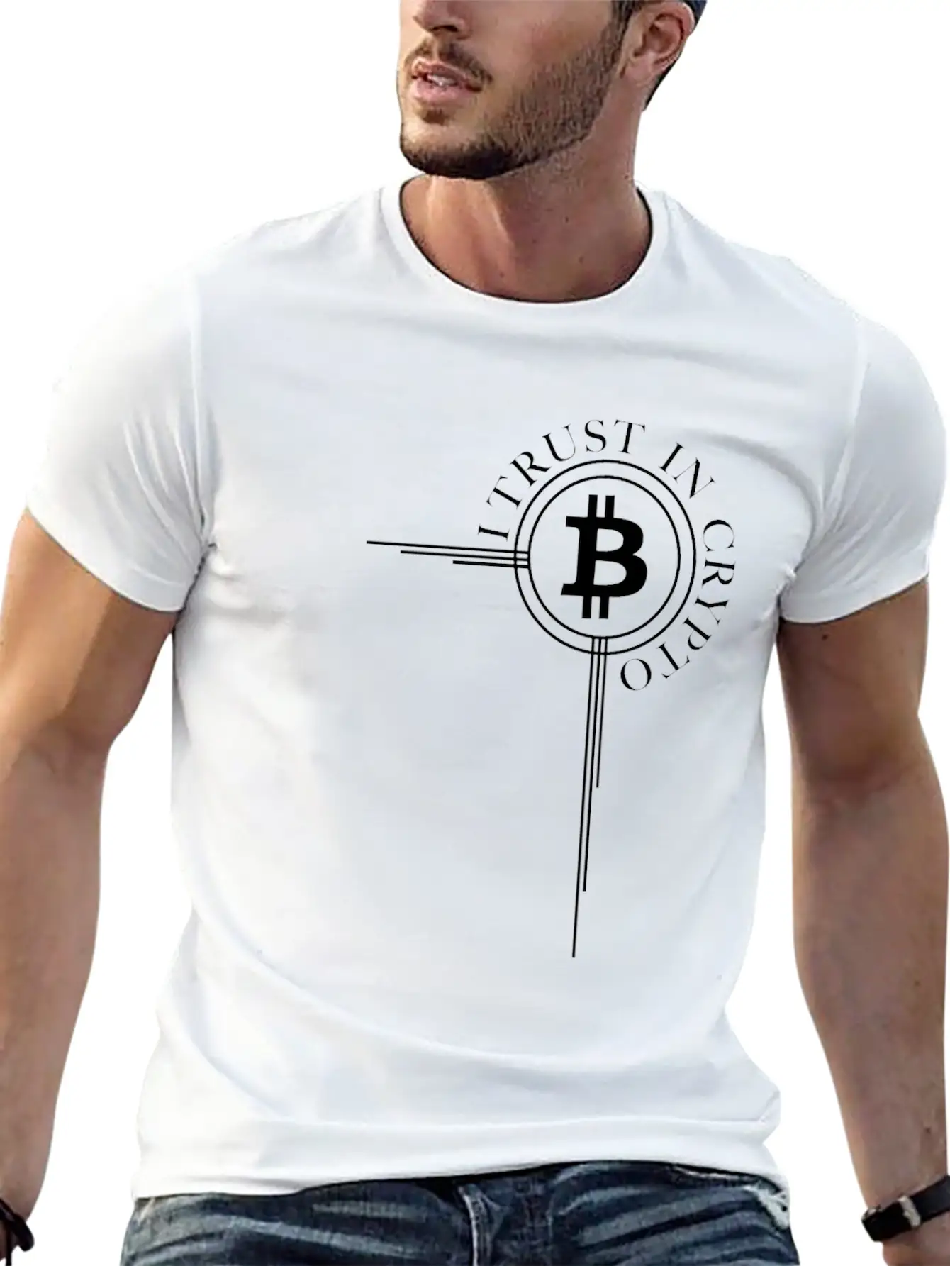Bitcoin Button Bitcoin Cross - Cryptocurrency Classic Cotton Tee – Unisex Comfort For Any Season