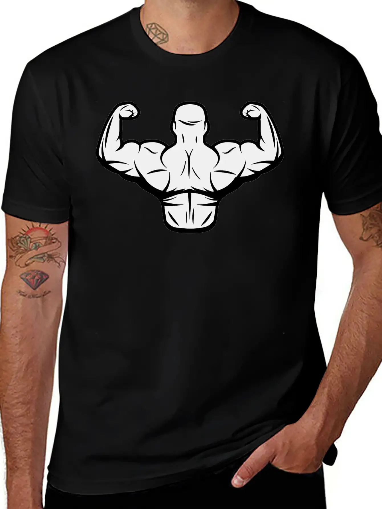 Bodybuilder Flexing Classic Cotton Tee – Unisex Comfort For Any Season