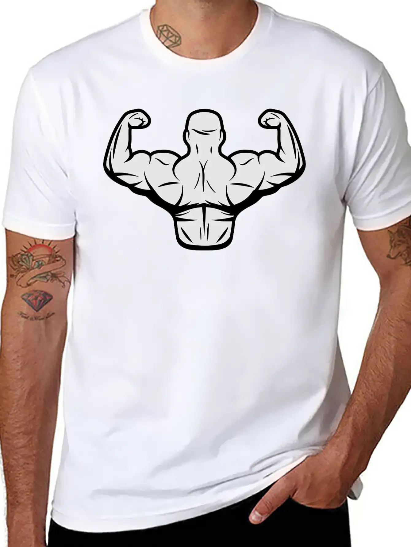 Bodybuilder Flexing Classic Cotton Tee – Unisex Comfort For Any Season