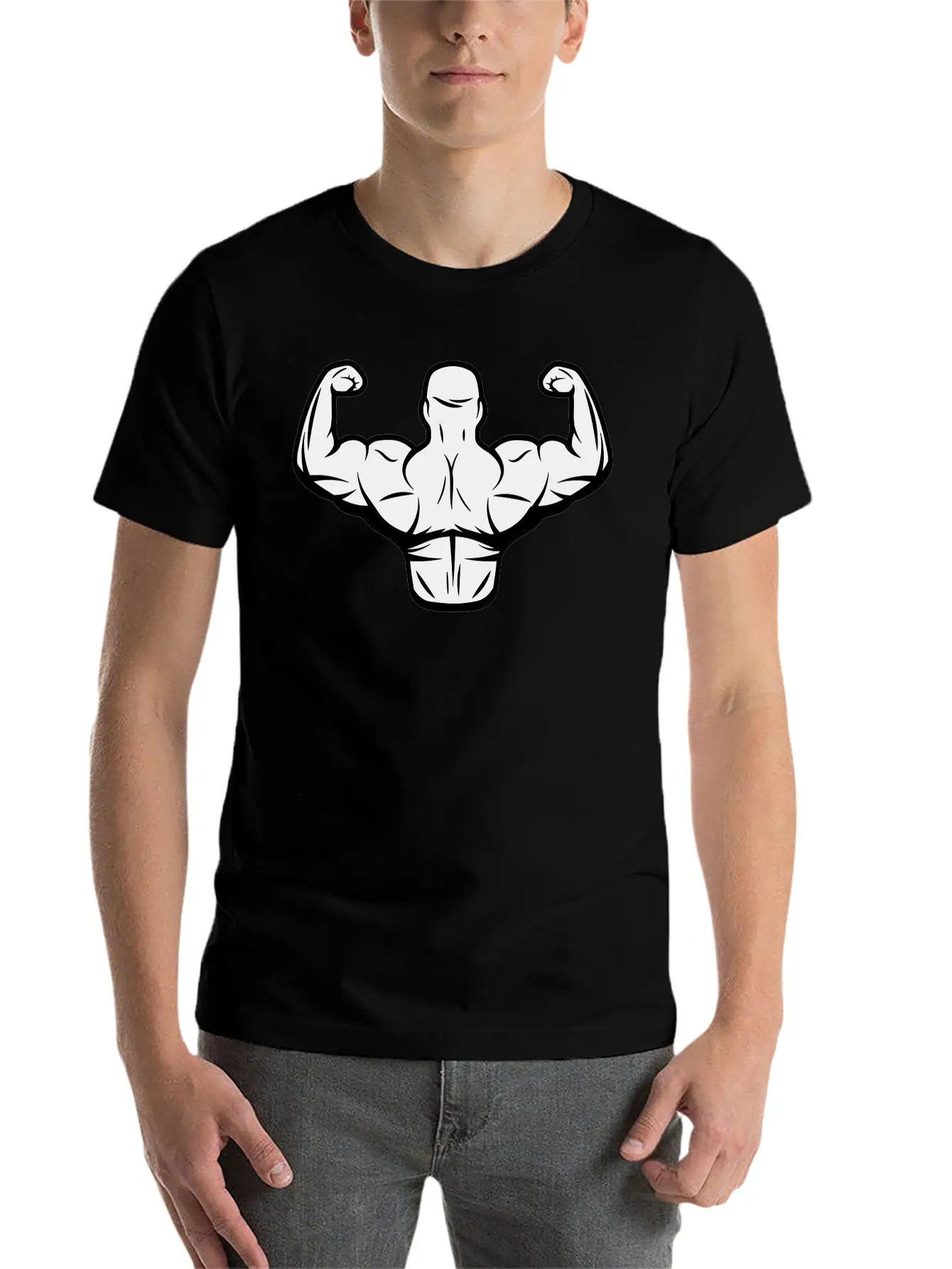 Bodybuilder Flexing Classic Cotton Tee – Unisex Comfort For Any Season