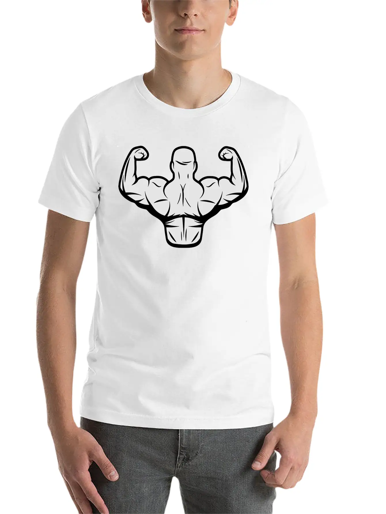 Bodybuilder Flexing Classic Cotton Tee – Unisex Comfort For Any Season
