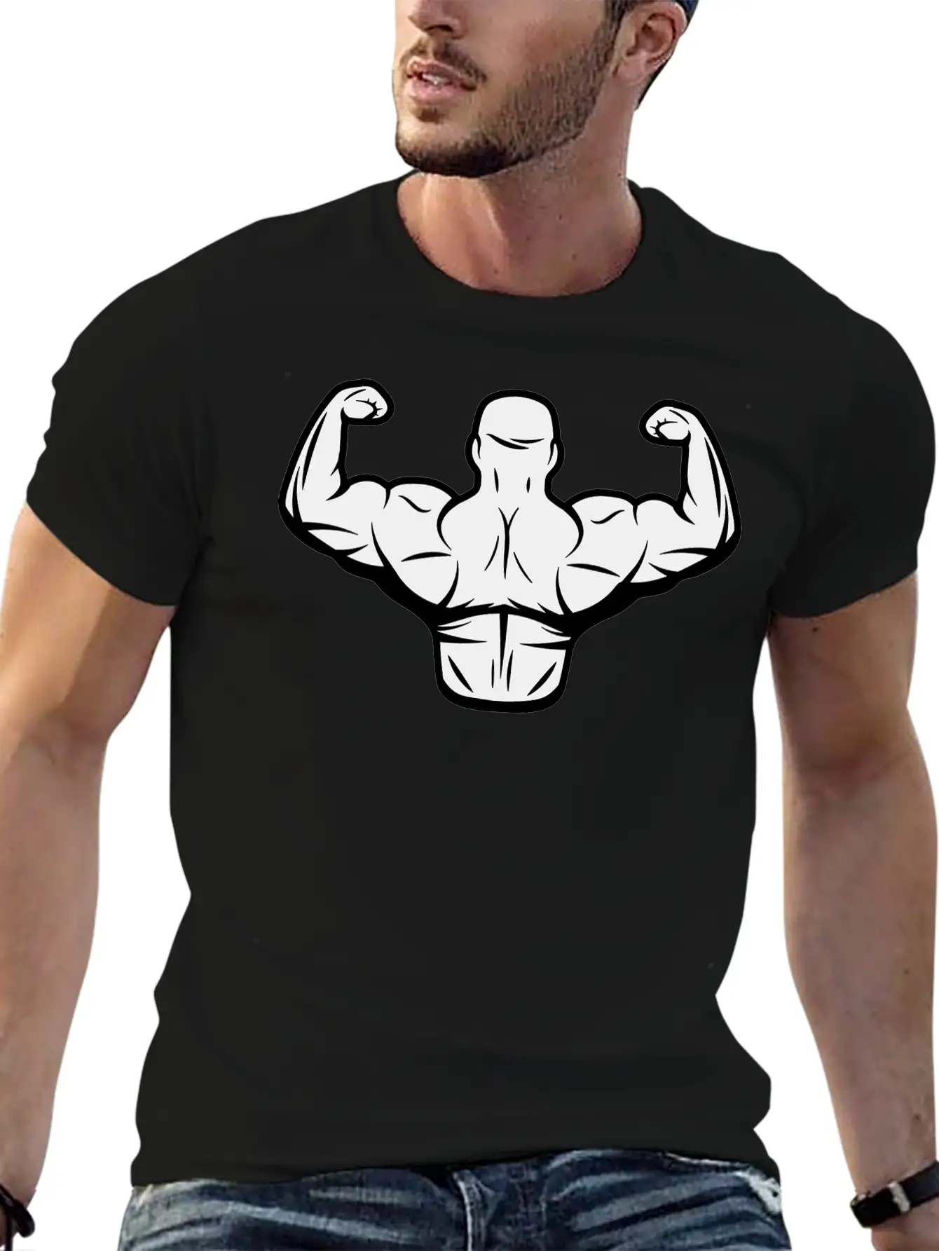 Bodybuilder Flexing Classic Cotton Tee – Unisex Comfort For Any Season
