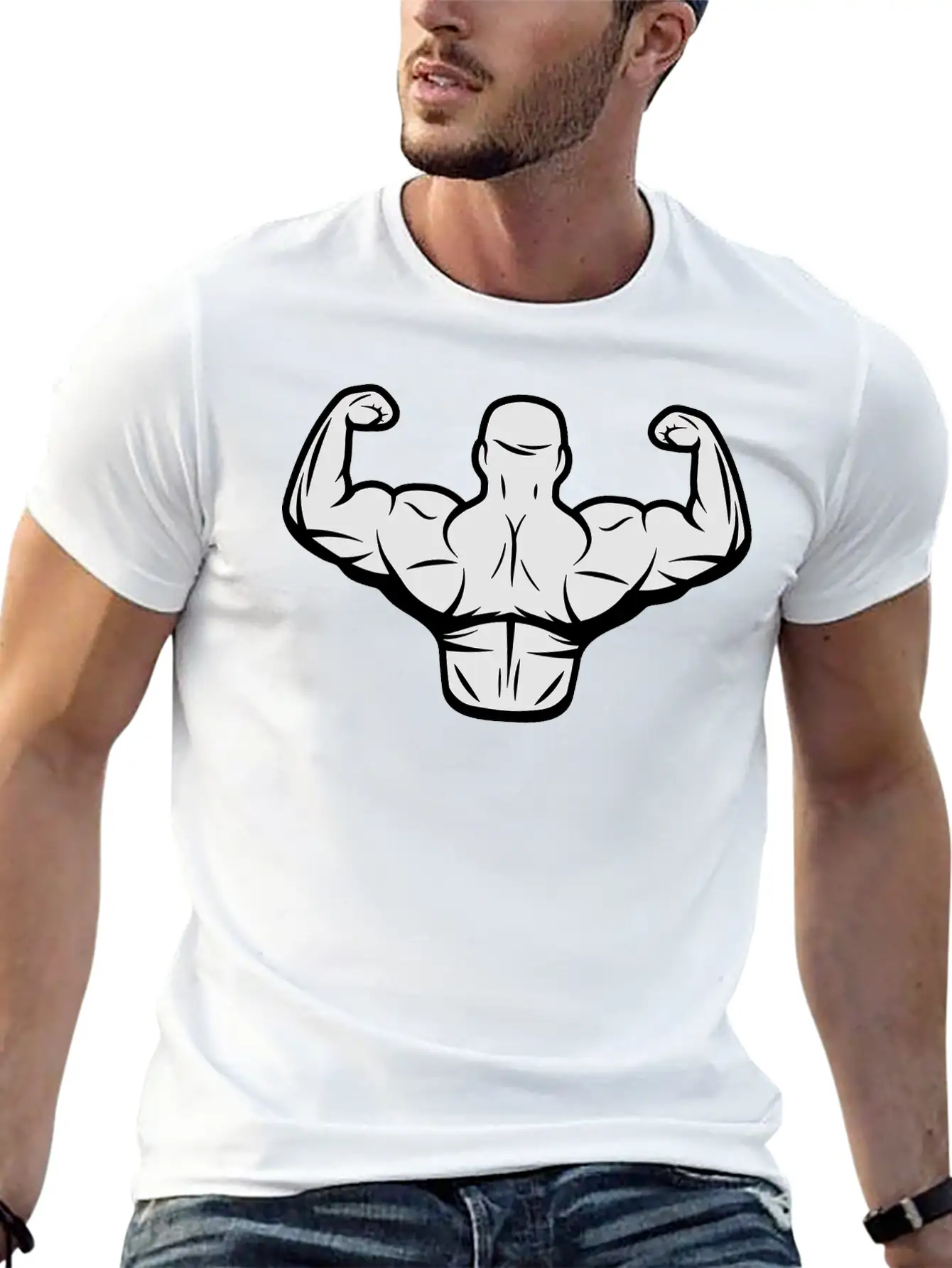 Bodybuilder Flexing Classic Cotton Tee – Unisex Comfort For Any Season