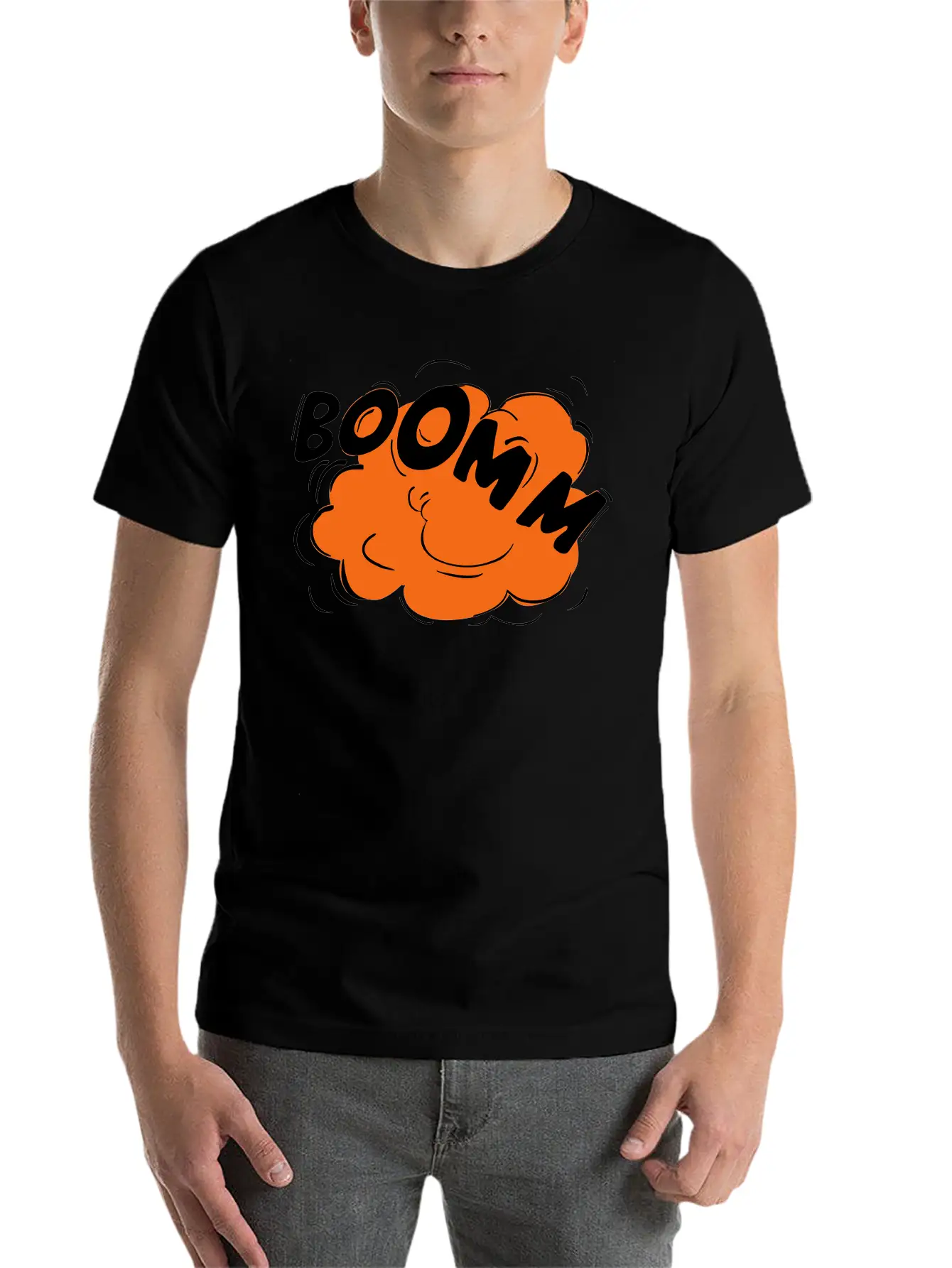 "BOOMM"! Cartoon Explosion Lightweight Cotton T-Shirt – Daily Comfort Graphic Shirt