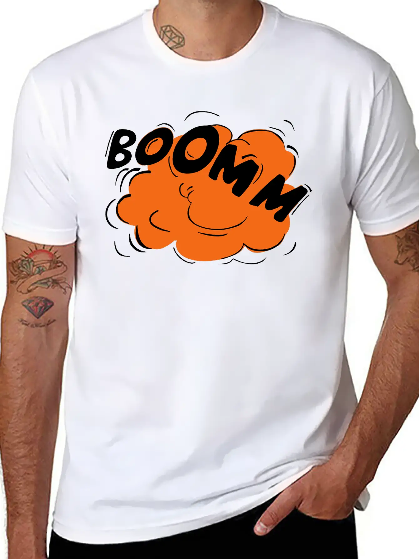 "BOOMM"! Cartoon Explosion Lightweight Cotton T-Shirt – Daily Comfort Graphic Shirt
