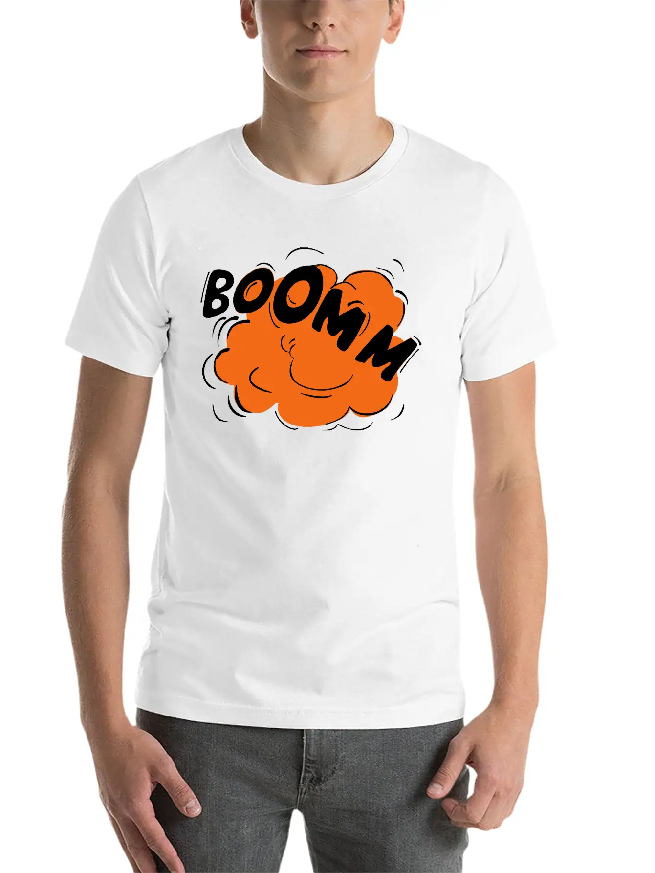 "BOOMM"! Cartoon Explosion Lightweight Cotton T-Shirt – Daily Comfort Graphic Shirt