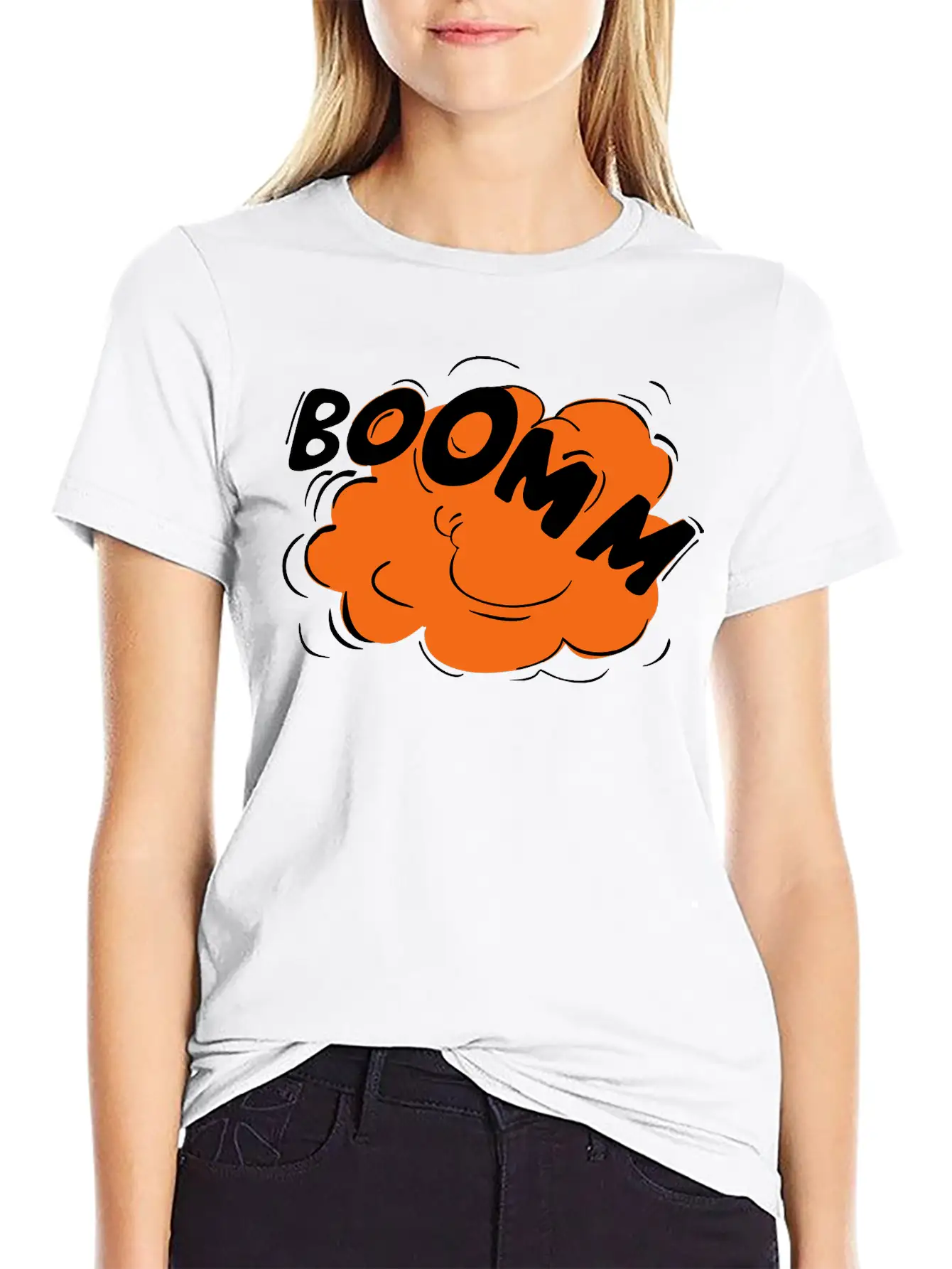 "BOOMM"! Cartoon Explosion Lightweight Cotton T-Shirt – Daily Comfort Graphic Shirt