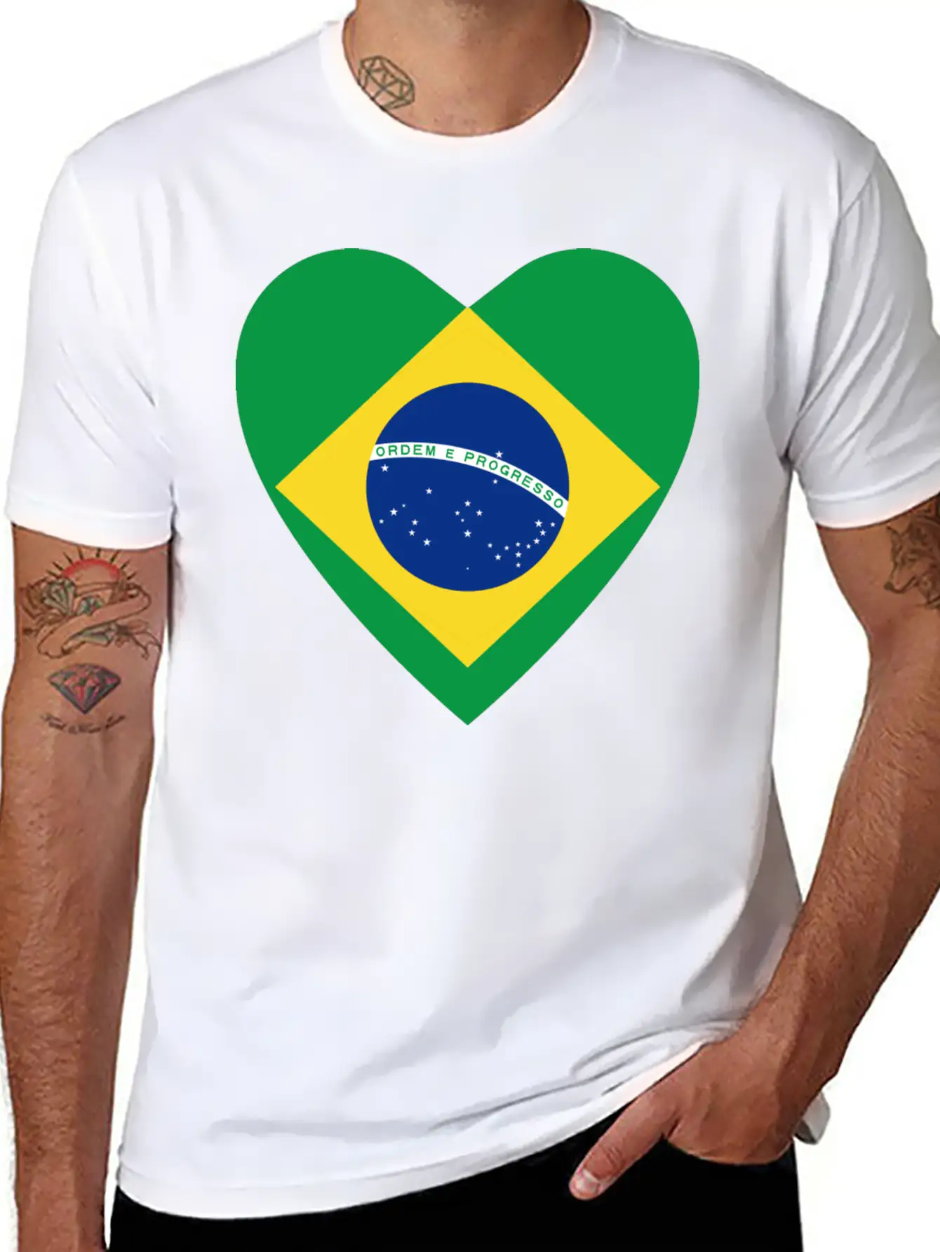 Brazil Flag Heart Casual Graphic T-Shirt – Simple And Comfortable Daily Wear