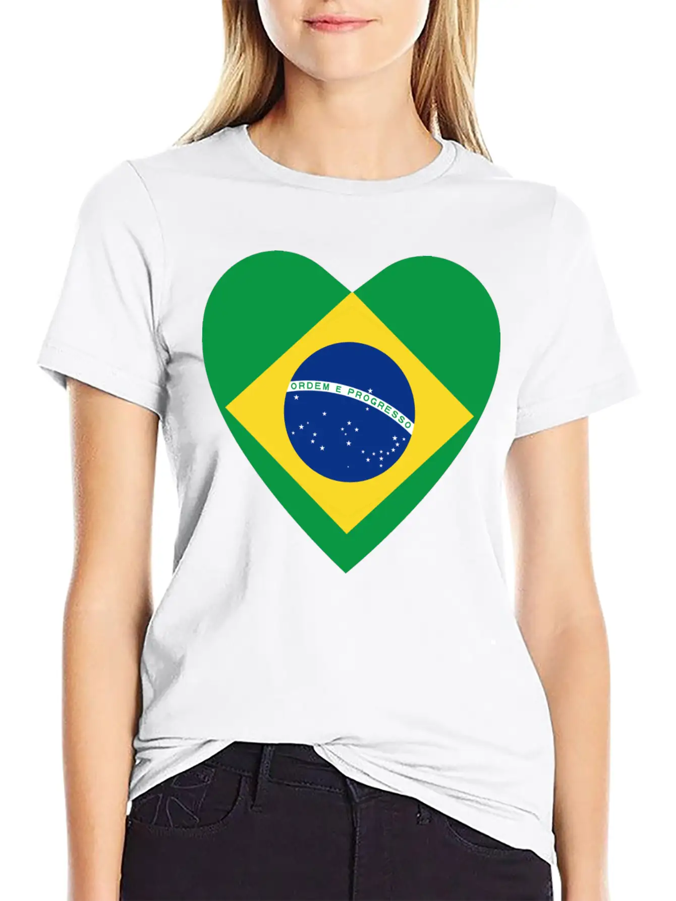 Brazil Flag Heart Casual Graphic T-Shirt – Simple And Comfortable Daily Wear