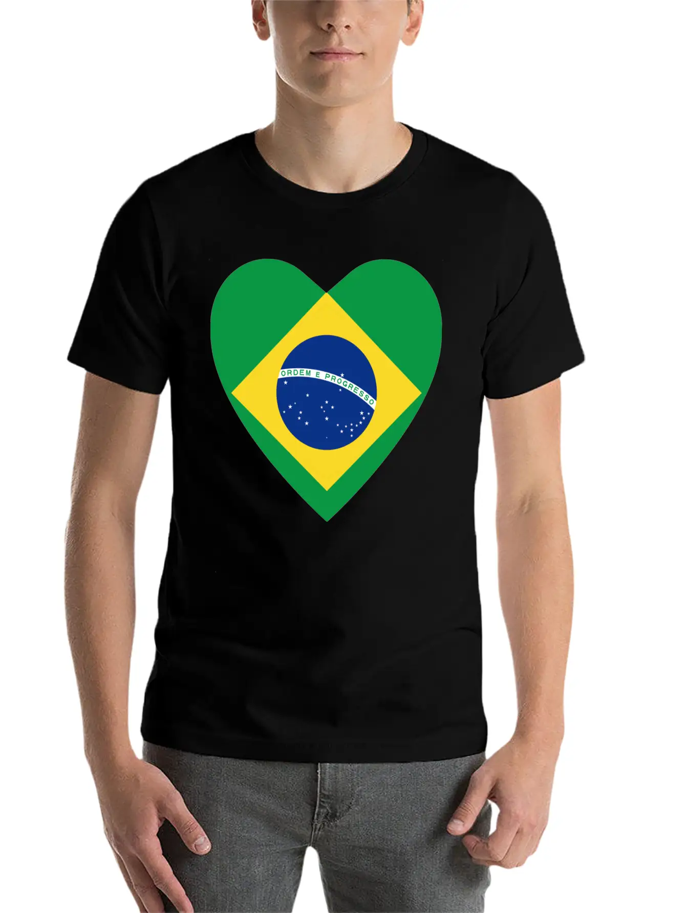 Brazil Flag Heart Casual Graphic T-Shirt – Simple And Comfortable Daily Wear