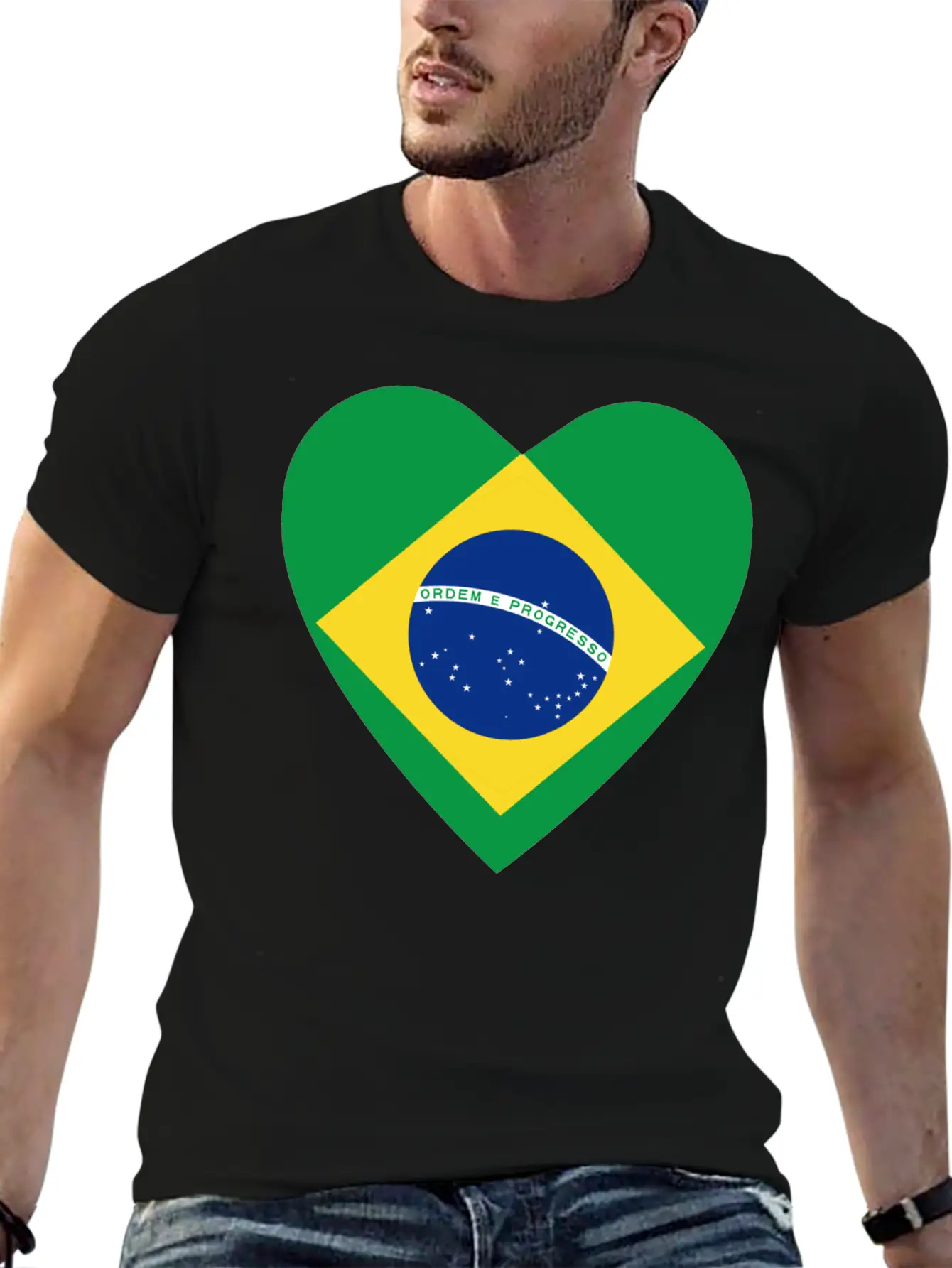 Brazil Flag Heart Casual Graphic T-Shirt – Simple And Comfortable Daily Wear