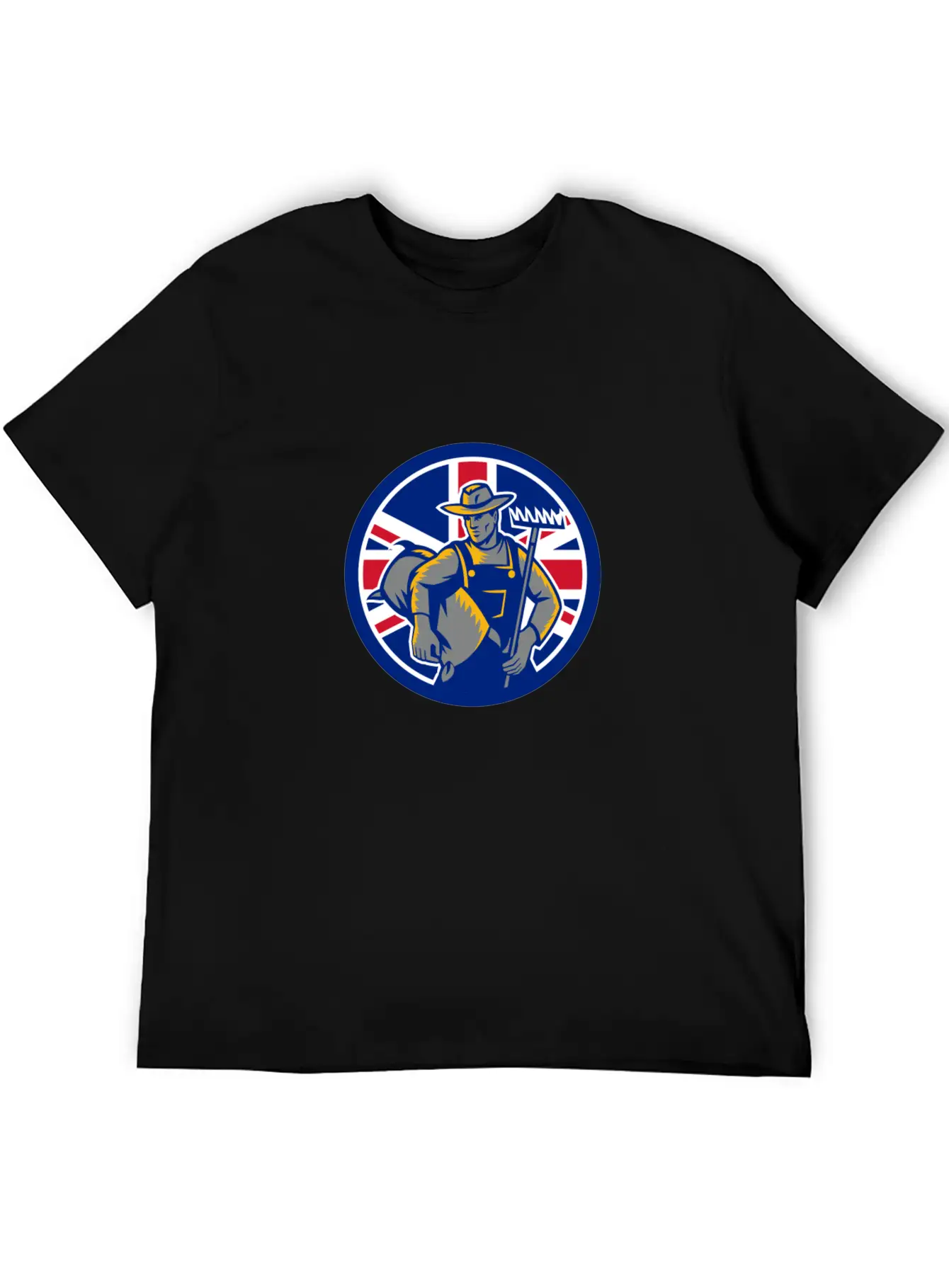 British Organic Farmer Union Jack Flag Icon Casual Graphic T-Shirt – Simple And Comfortable Daily Wear