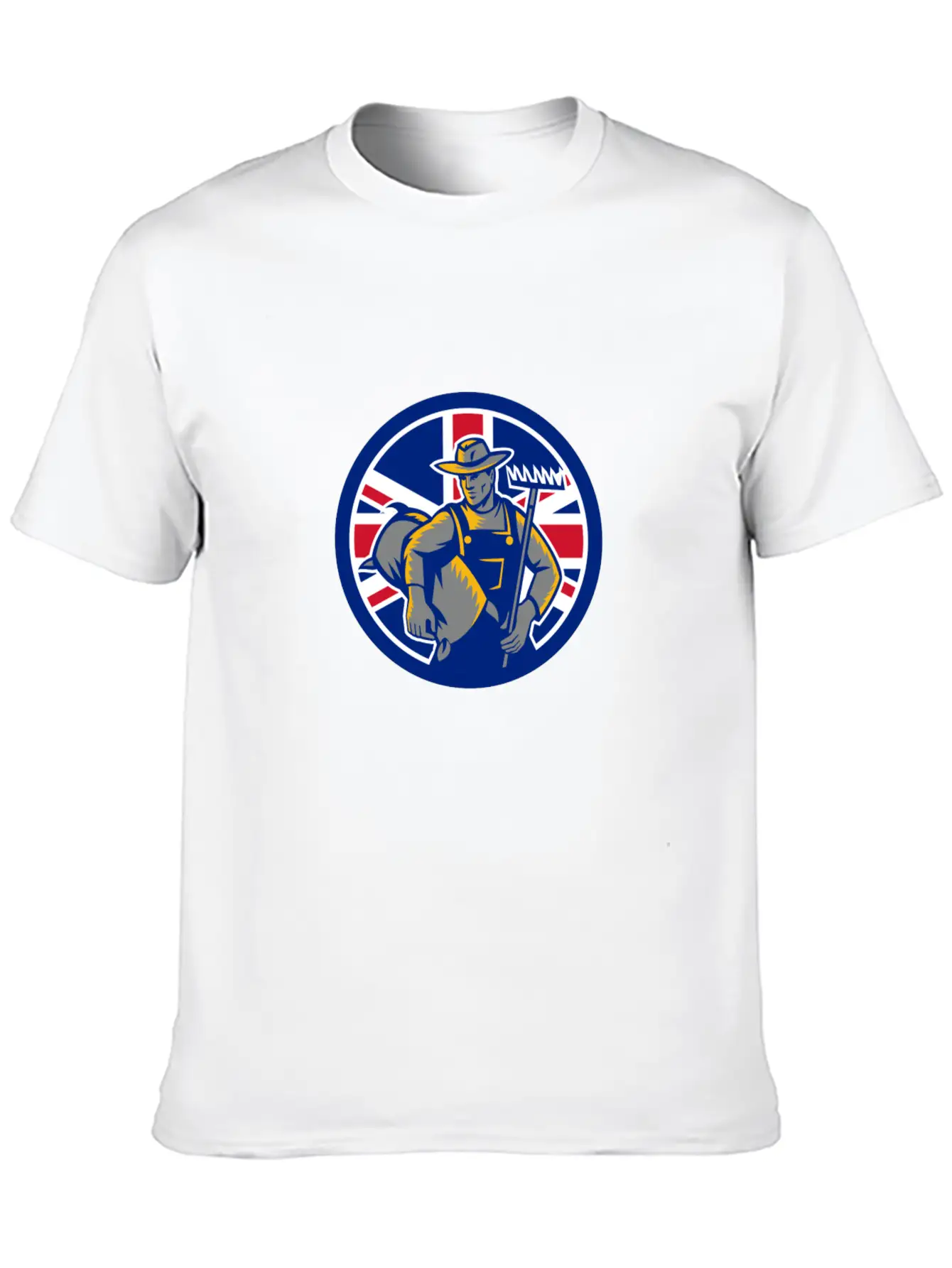 British Organic Farmer Union Jack Flag Icon Casual Graphic T-Shirt – Simple And Comfortable Daily Wear