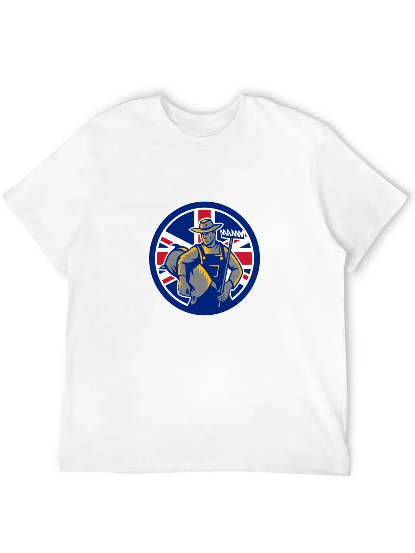 British Organic Farmer Union Jack Flag Icon Casual Graphic T-Shirt – Simple And Comfortable Daily Wear