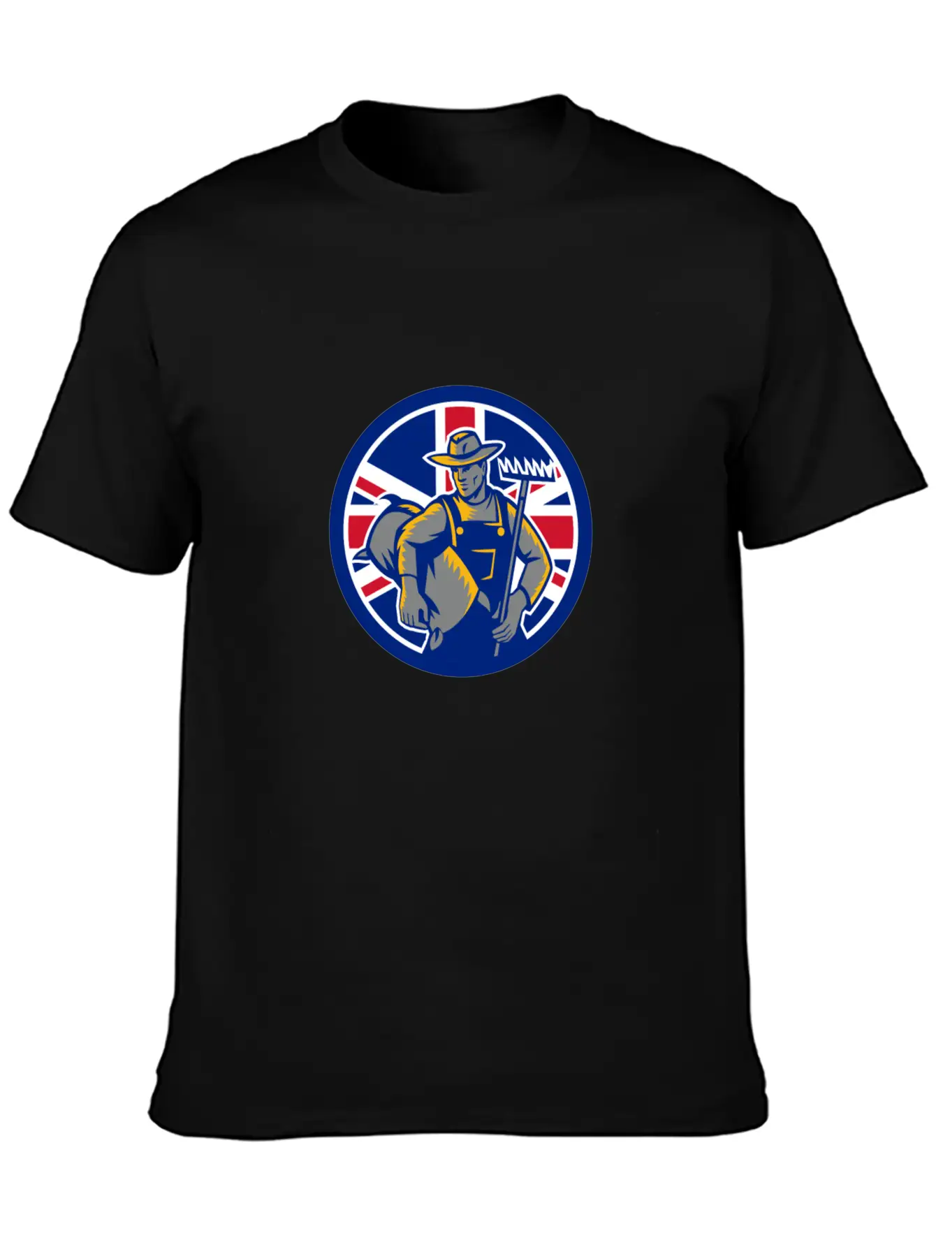 British Organic Farmer Union Jack Flag Icon Casual Graphic T-Shirt – Simple And Comfortable Daily Wear