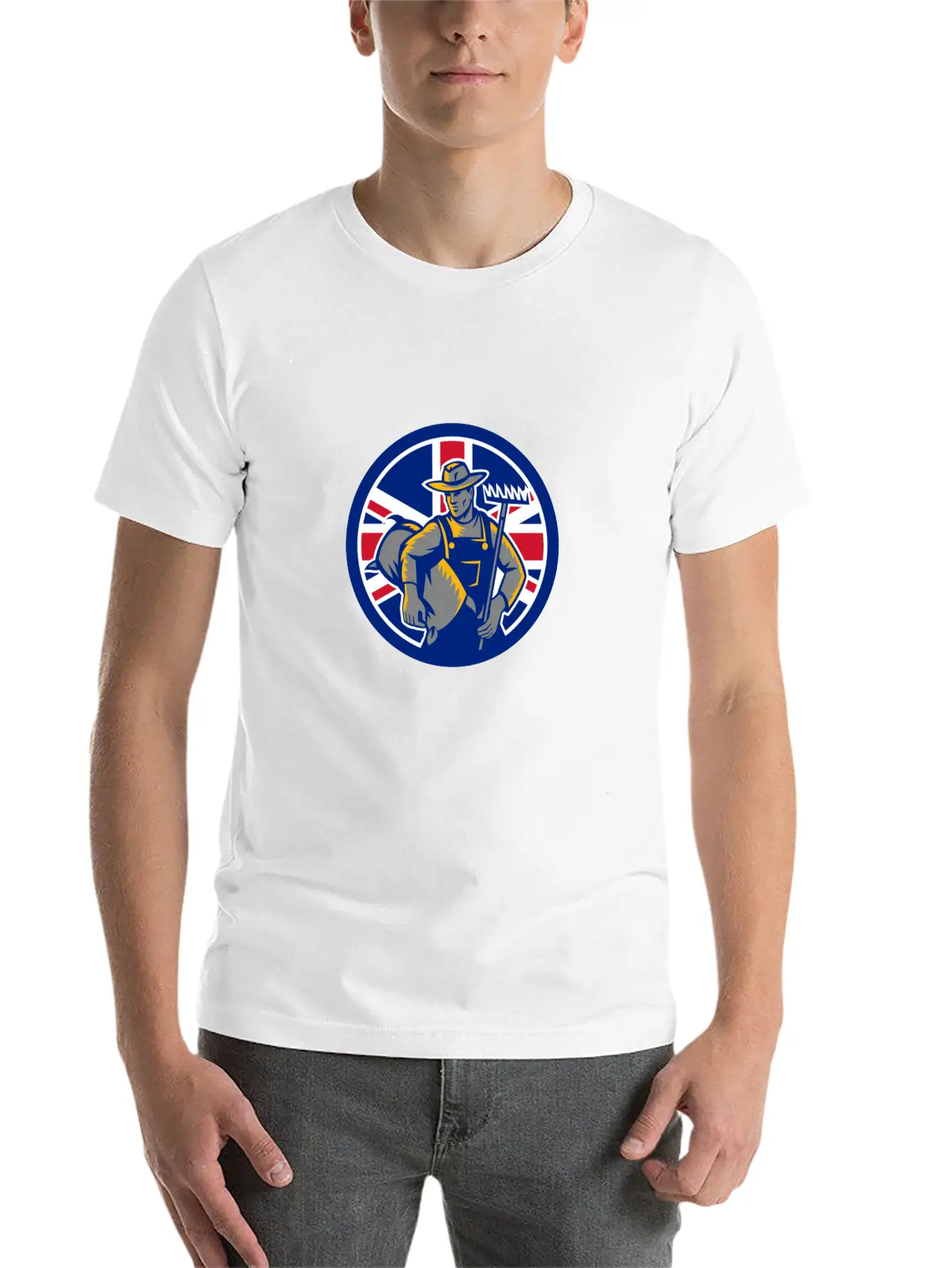 British Organic Farmer Union Jack Flag Icon Casual Graphic T-Shirt – Simple And Comfortable Daily Wear