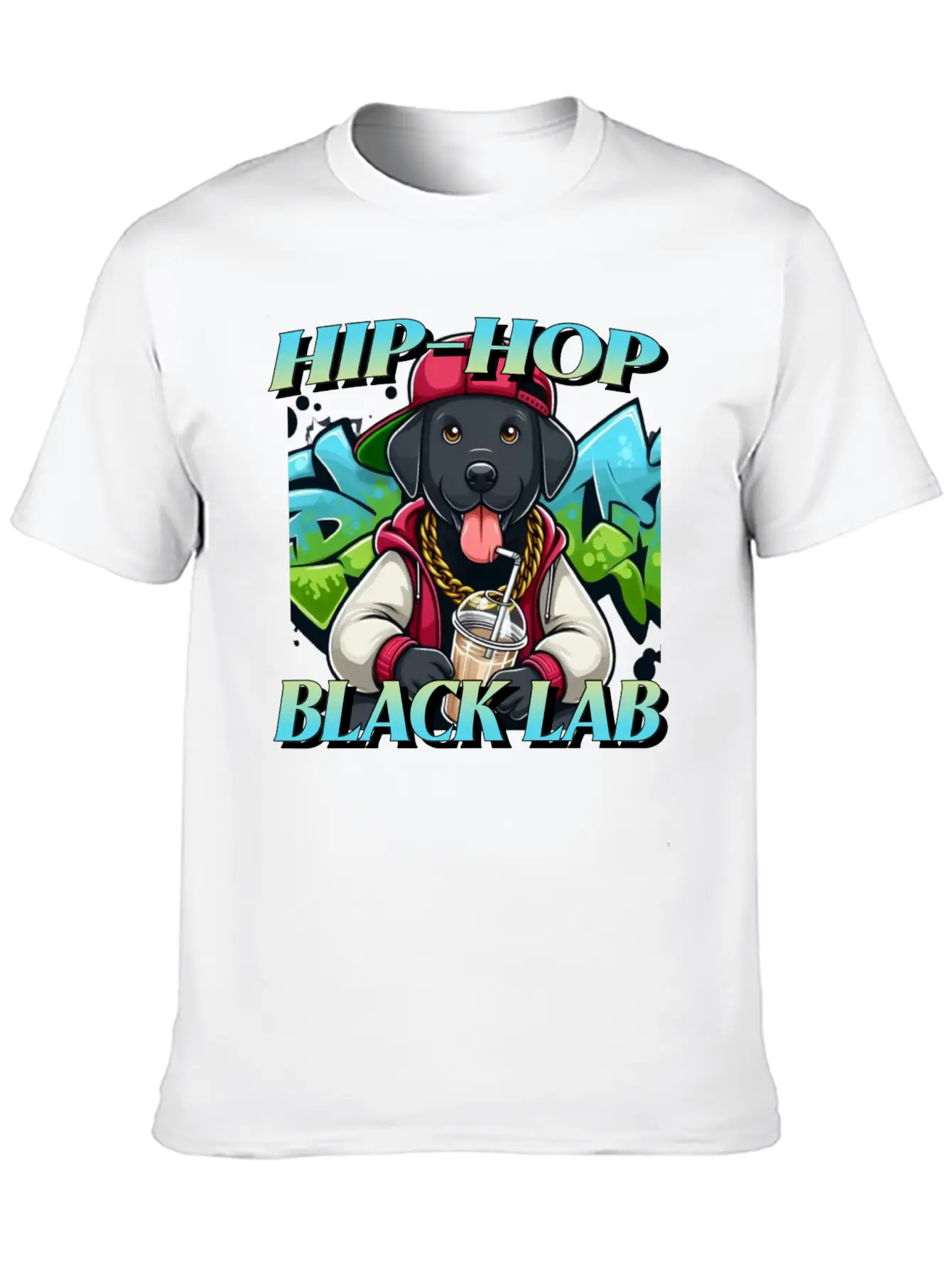 Cartoon Hip-hop Black Lab Dog Classic Cotton Tee – Unisex Comfort For Any Season