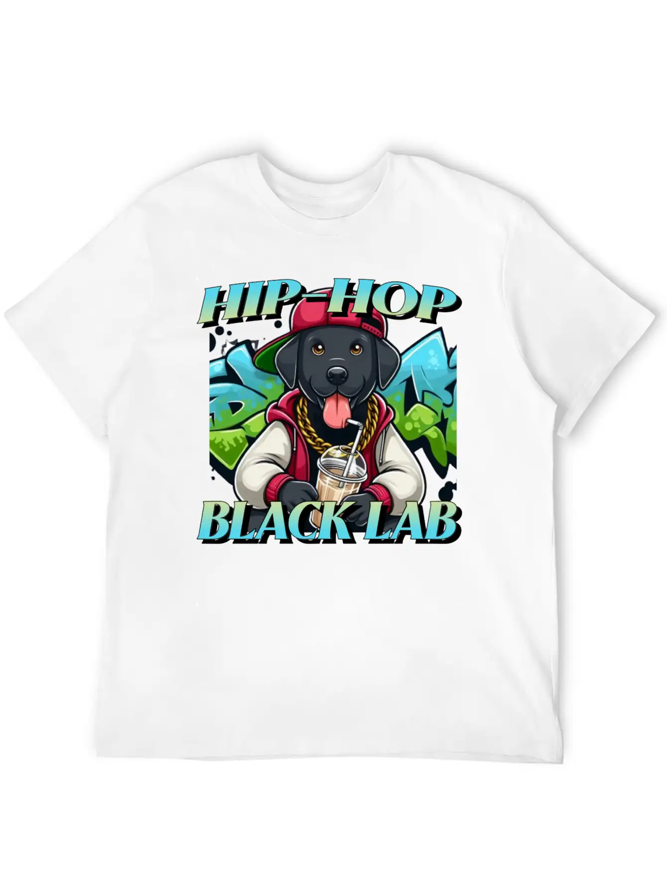 Cartoon Hip-hop Black Lab Dog Classic Cotton Tee – Unisex Comfort For Any Season