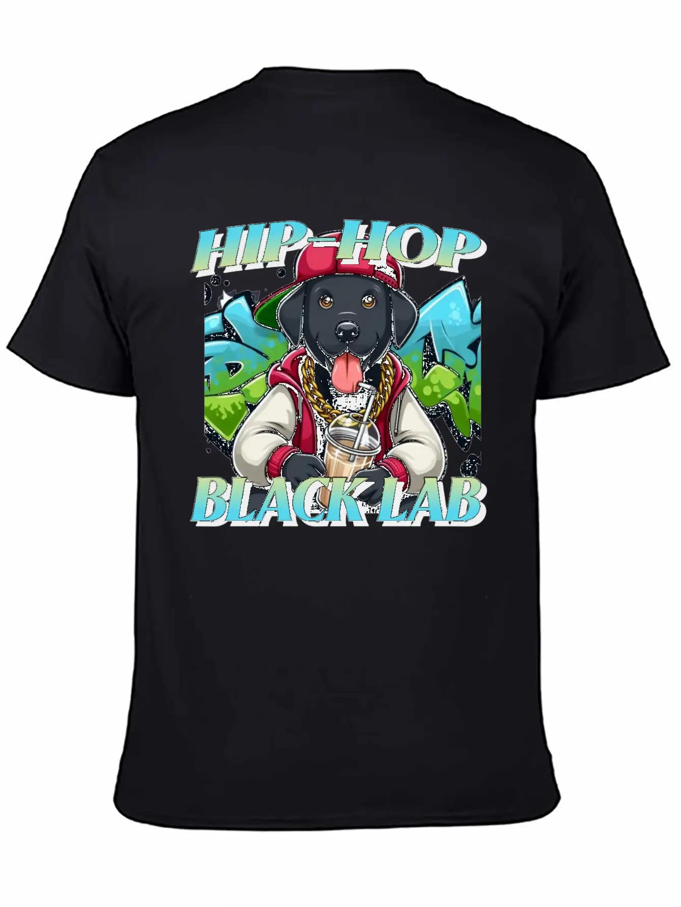 Cartoon Hip-hop Black Lab Dog Classic Cotton Tee – Unisex Comfort For Any Season