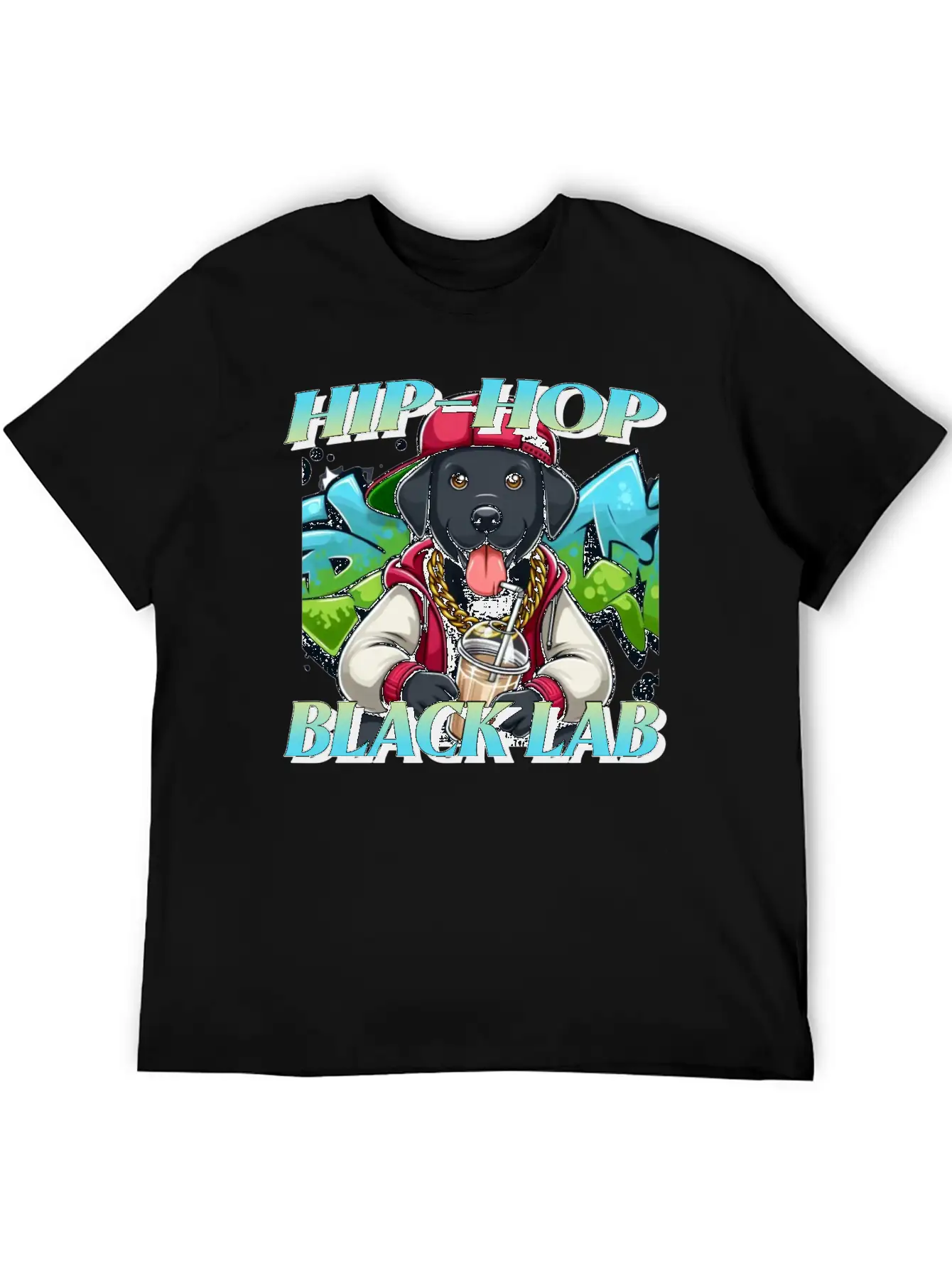 Cartoon Hip-hop Black Lab Dog Classic Cotton Tee – Unisex Comfort For Any Season