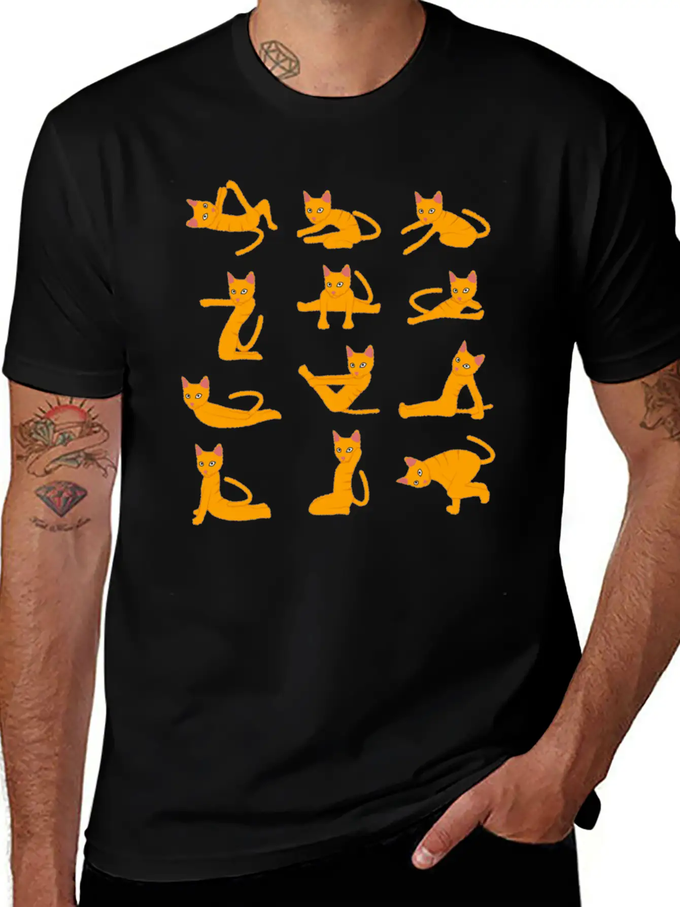 Cats Doing Yoga Mat Yoga Pillow Yoga Teacher Essential Unisex Summer Tee – Soft Cotton Casual Fit