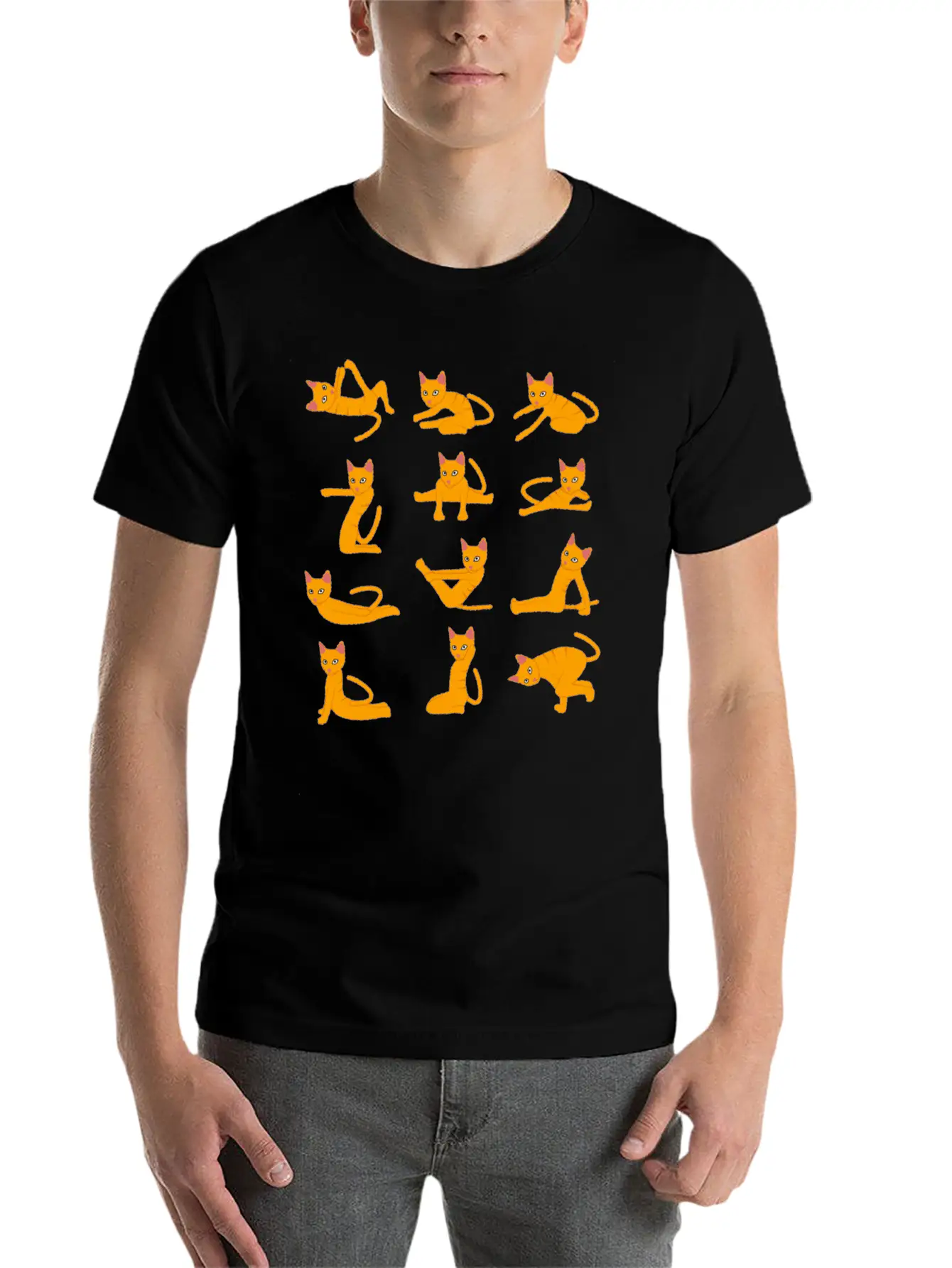 Cats Doing Yoga Mat Yoga Pillow Yoga Teacher Essential Unisex Summer Tee – Soft Cotton Casual Fit