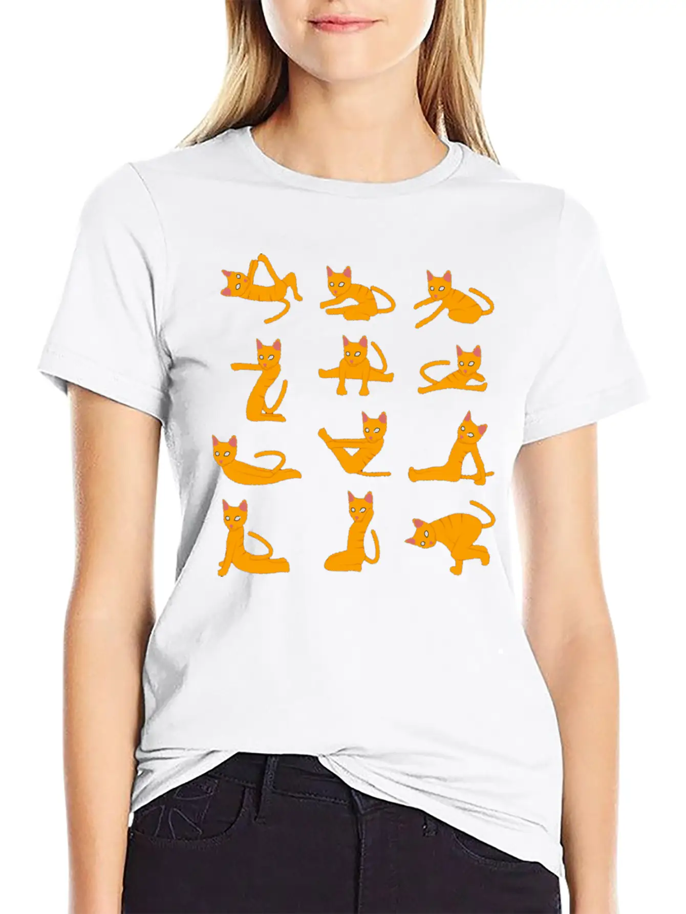 Cats Doing Yoga Mat Yoga Pillow Yoga Teacher Essential Unisex Summer Tee – Soft Cotton Casual Fit