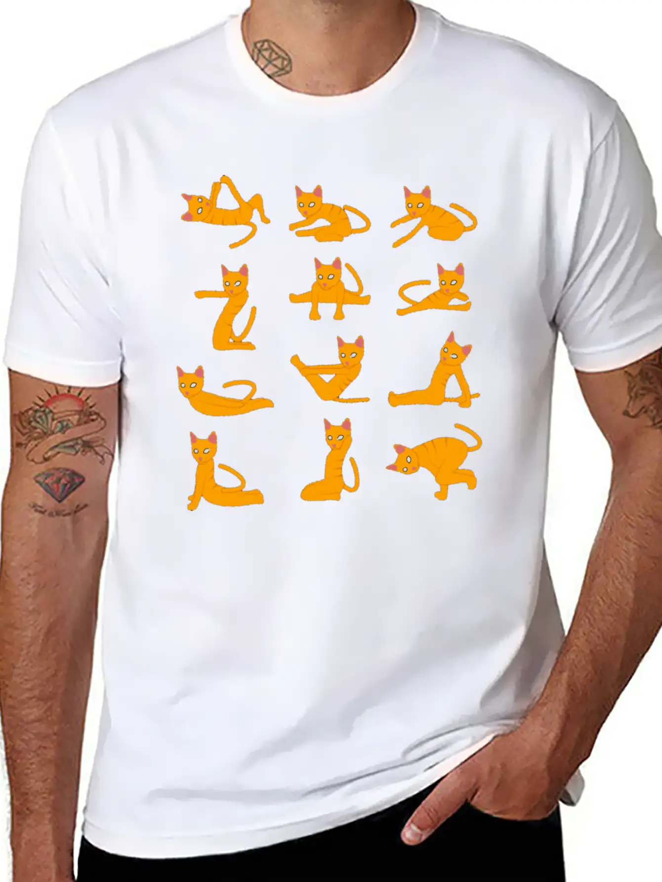 Cats Doing Yoga Mat Yoga Pillow Yoga Teacher Essential Unisex Summer Tee – Soft Cotton Casual Fit