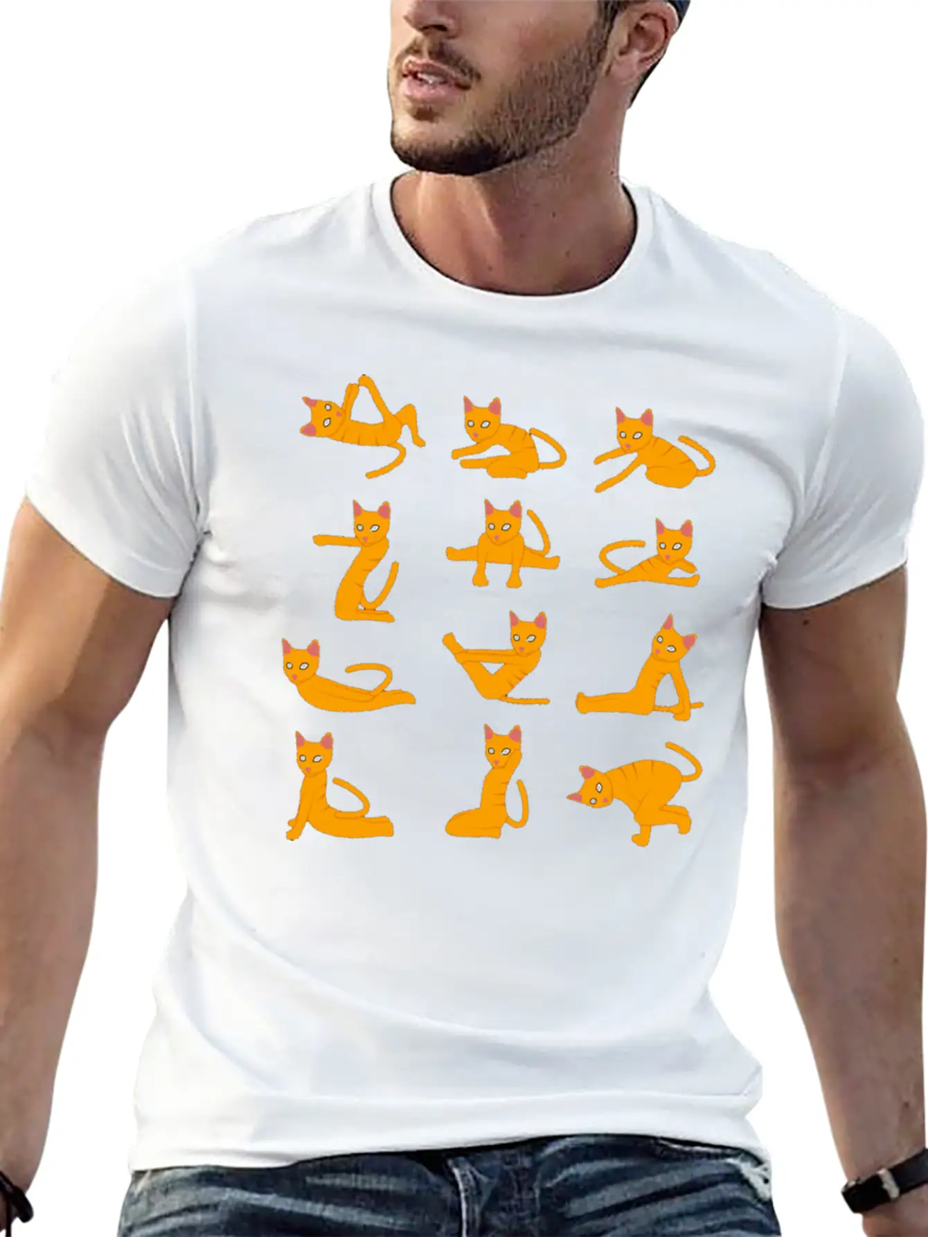 Cats Doing Yoga Mat Yoga Pillow Yoga Teacher Essential Unisex Summer Tee – Soft Cotton Casual Fit