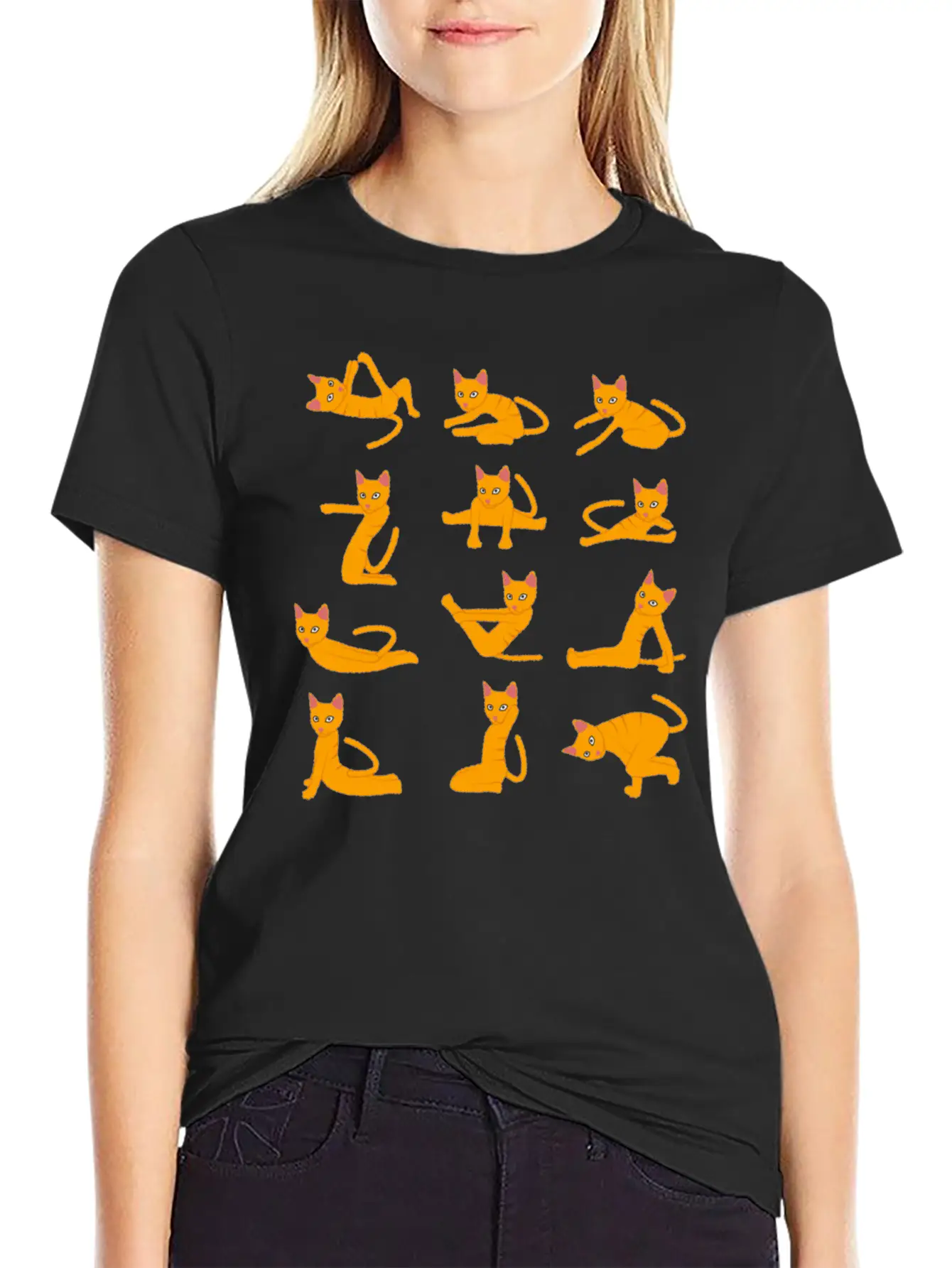 Cats Doing Yoga Mat Yoga Pillow Yoga Teacher Essential Unisex Summer Tee – Soft Cotton Casual Fit