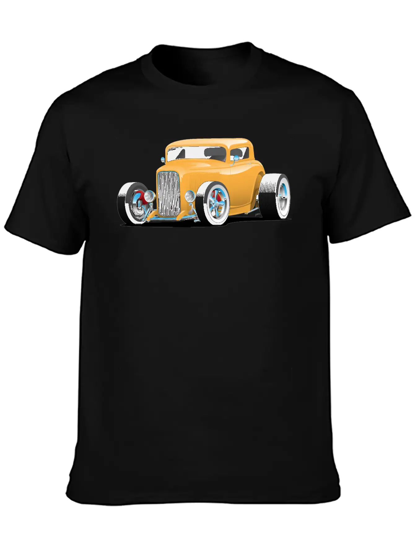 Classic American 32 Hotrod Car Illustration Casual Graphic T-Shirt – Simple And Comfortable Daily Wear