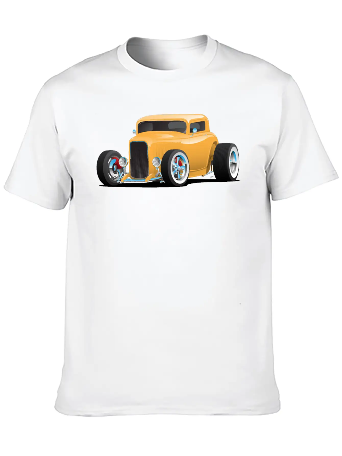 Classic American 32 Hotrod Car Illustration Casual Graphic T-Shirt – Simple And Comfortable Daily Wear