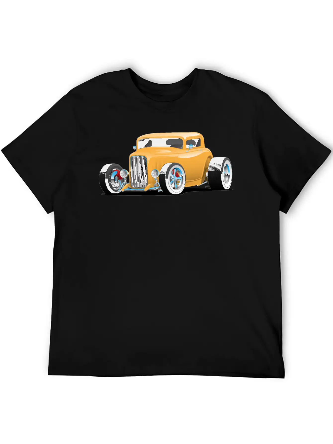 Classic American 32 Hotrod Car Illustration Casual Graphic T-Shirt – Simple And Comfortable Daily Wear