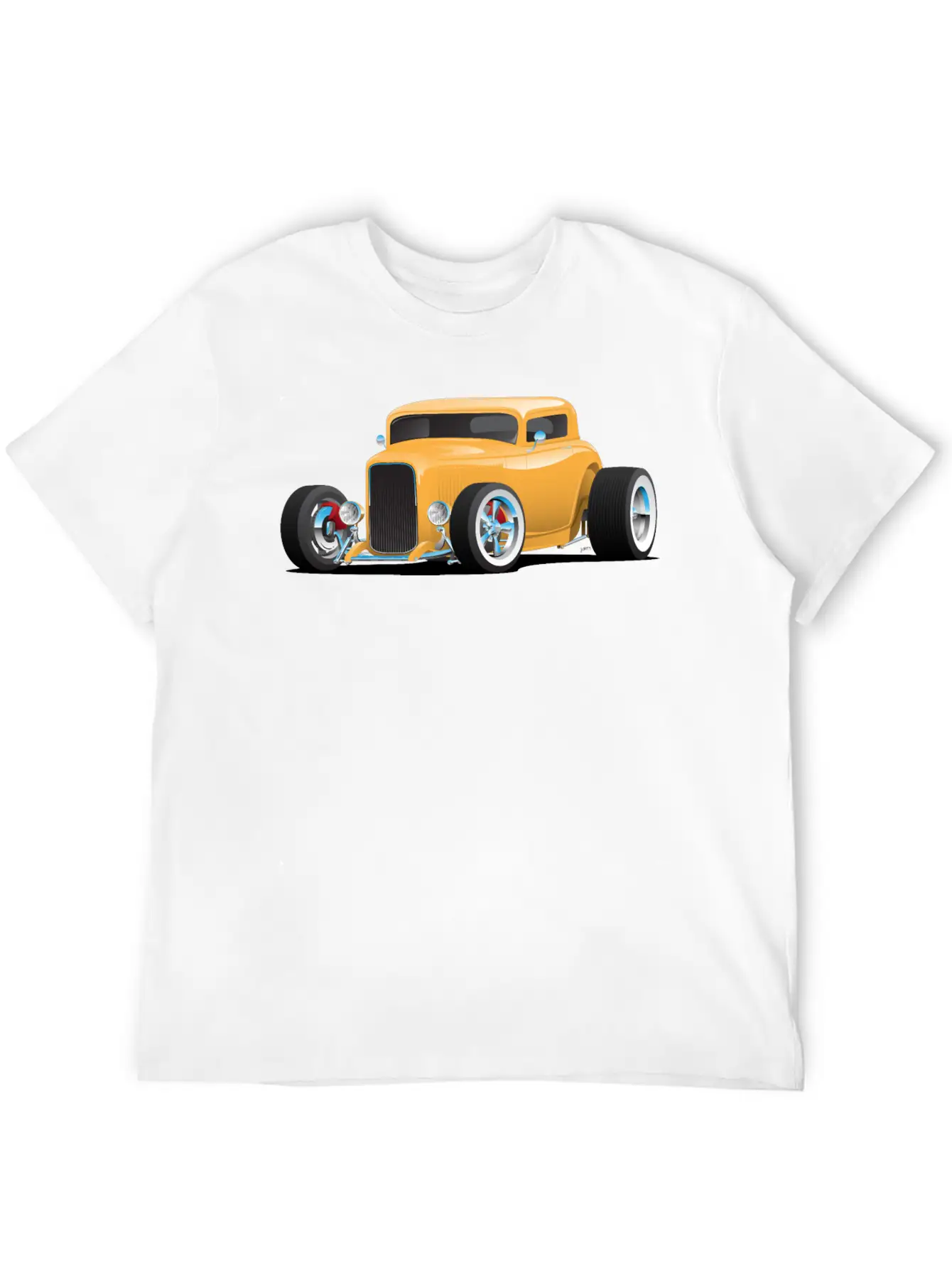 Classic American 32 Hotrod Car Illustration Casual Graphic T-Shirt – Simple And Comfortable Daily Wear