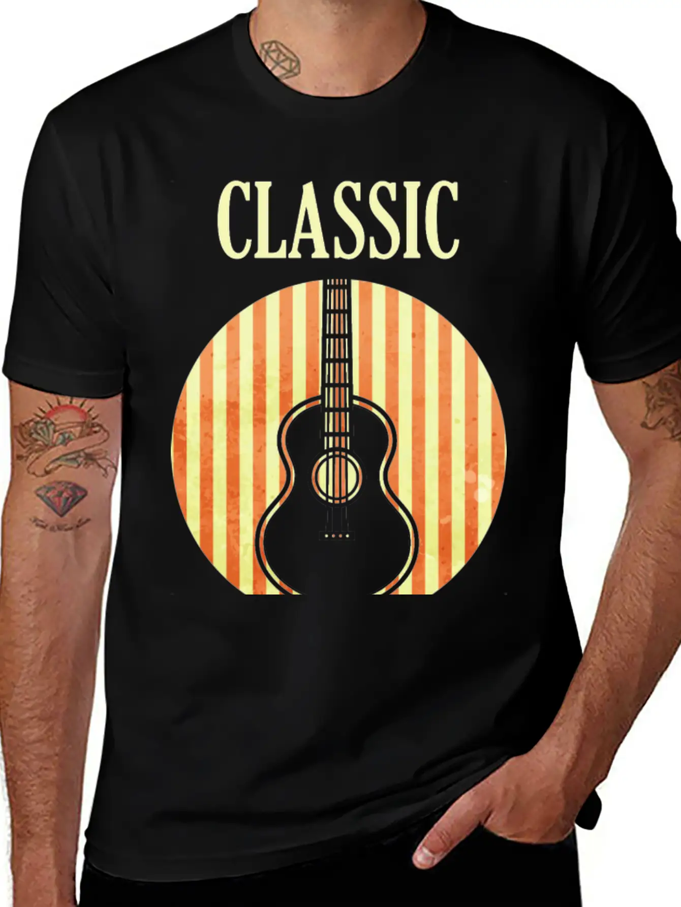 Classical Guitar And Also Blues Casual Graphic T-Shirt – Simple And Comfortable Daily Wear